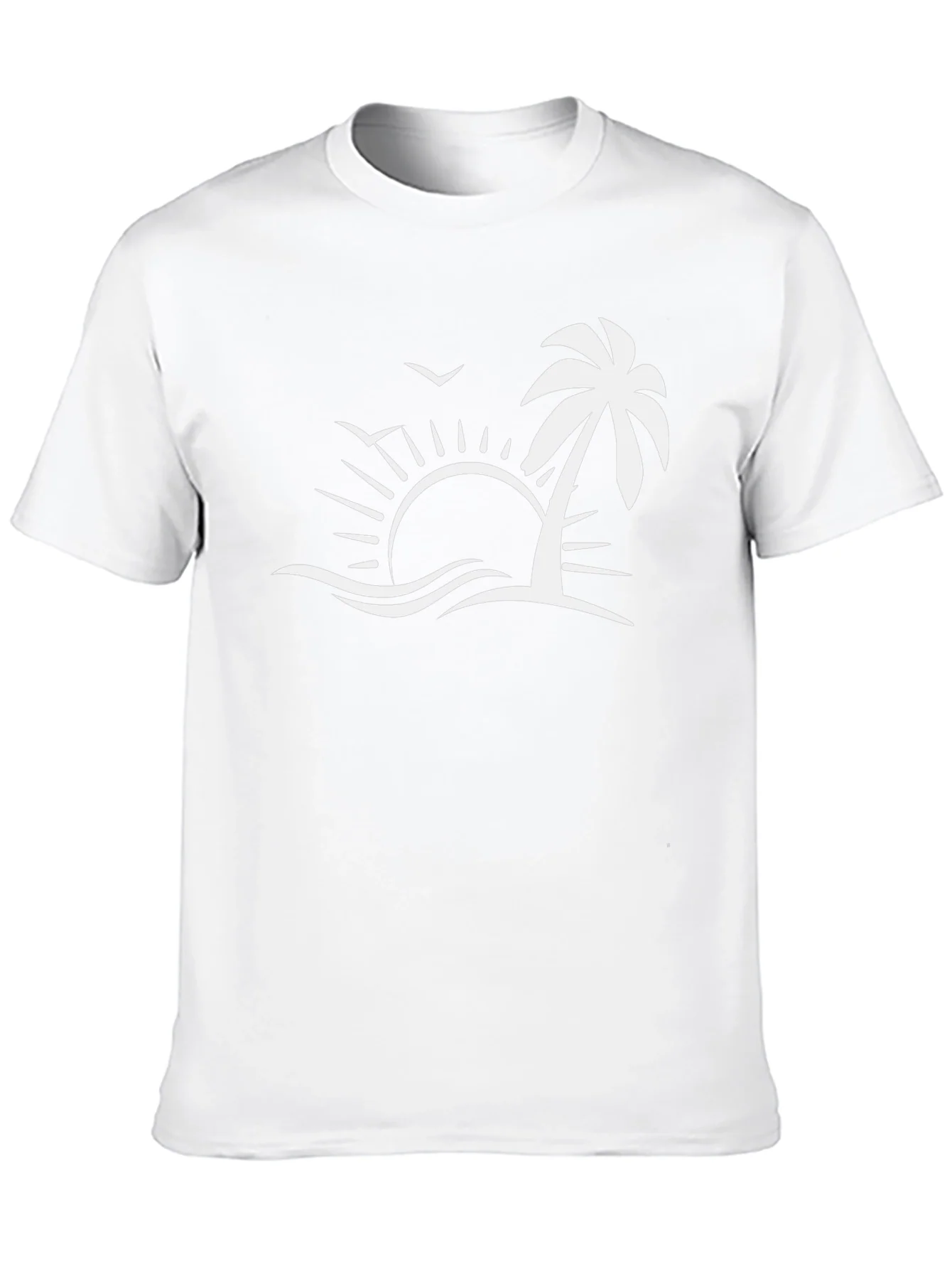 Camiseta Negra con Dise?o de Playa Tropical
