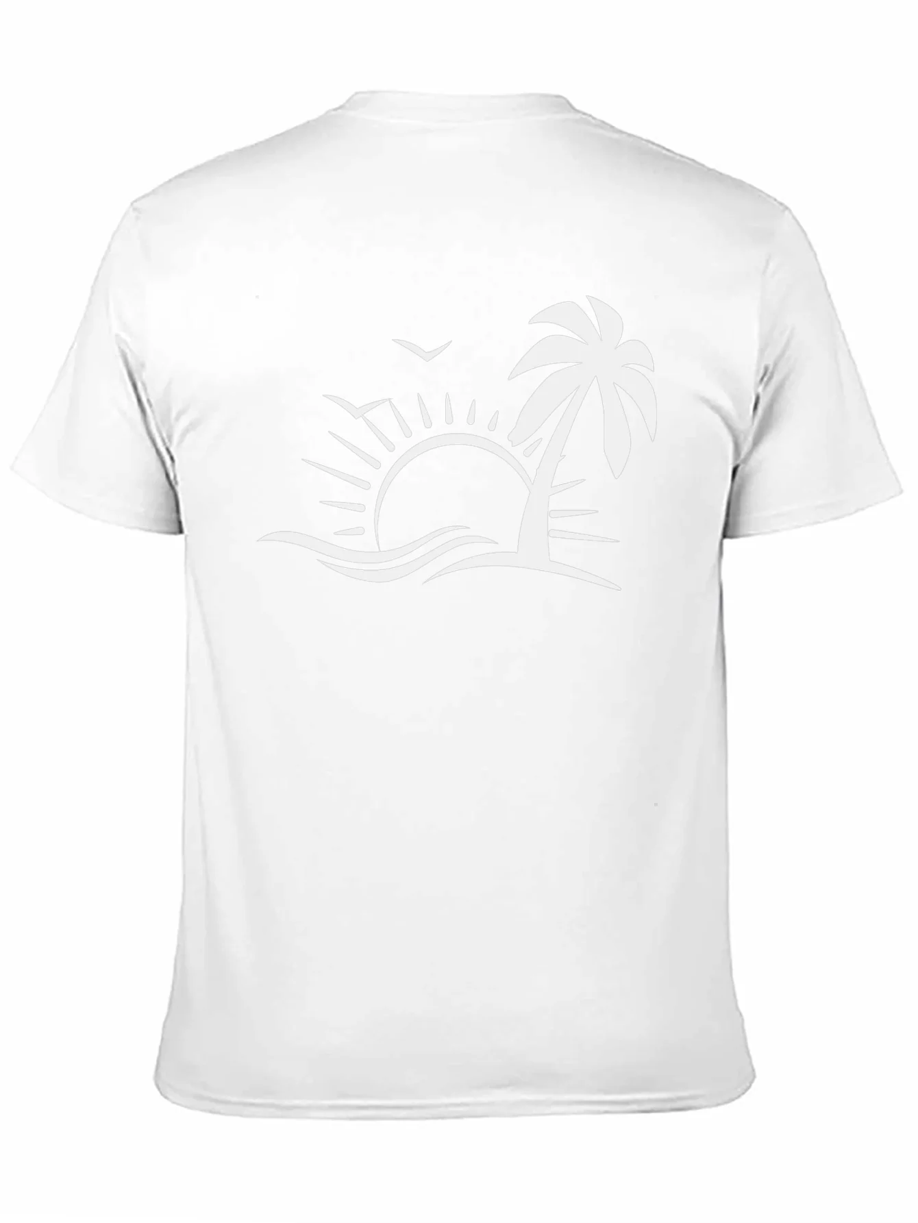 Camiseta Negra con Dise?o de Playa Tropical