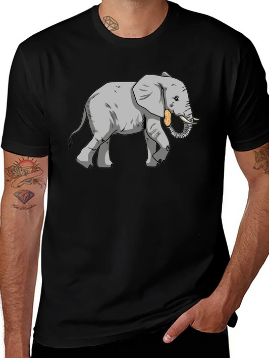 Camiseta Negra con Dise?o de Elefante con Cacahuete