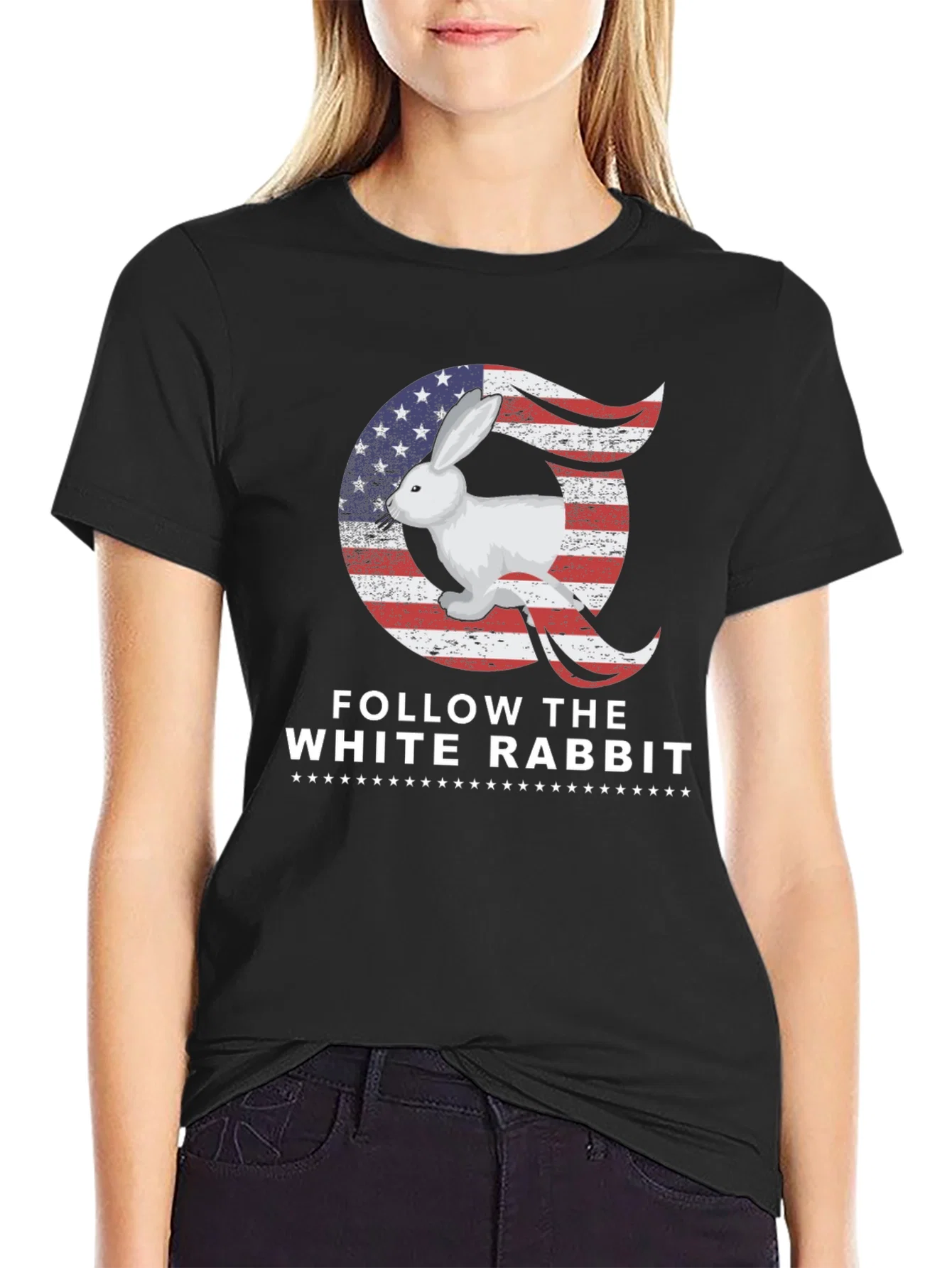 Rebbecca Follow the White Rabbit Graphic T-Shirt