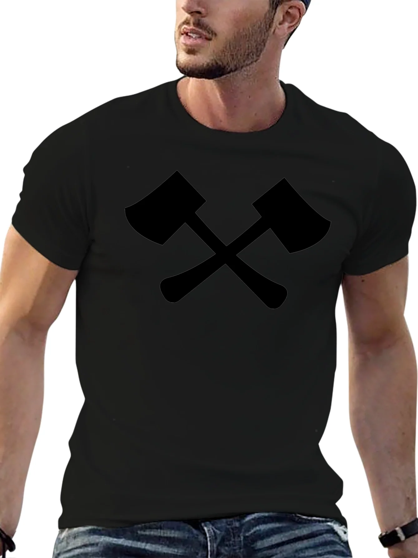 Rebbecca Crossed Axes Graphic Tee - Black Lumberjack Style