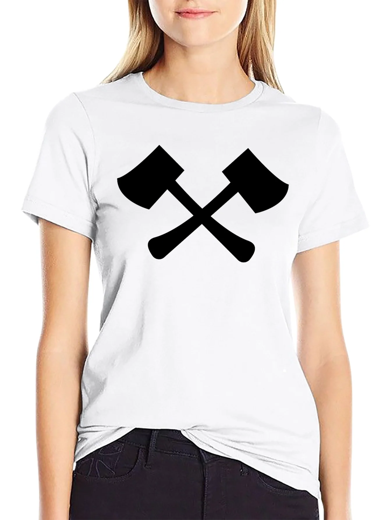Rebbecca Crossed Axes Graphic Tee - Black Lumberjack Style