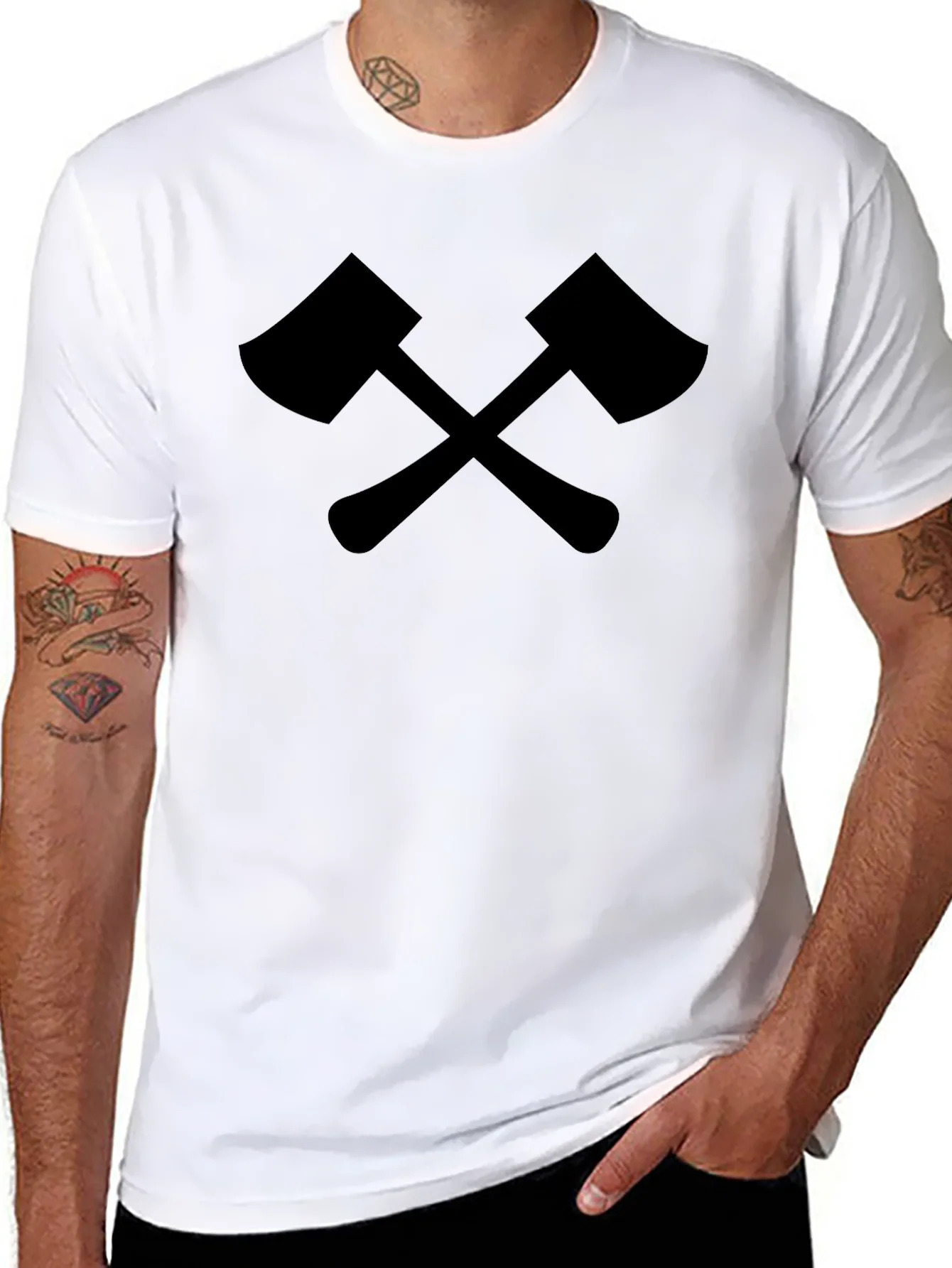 Rebbecca Crossed Axes Graphic Tee - Black Lumberjack Style