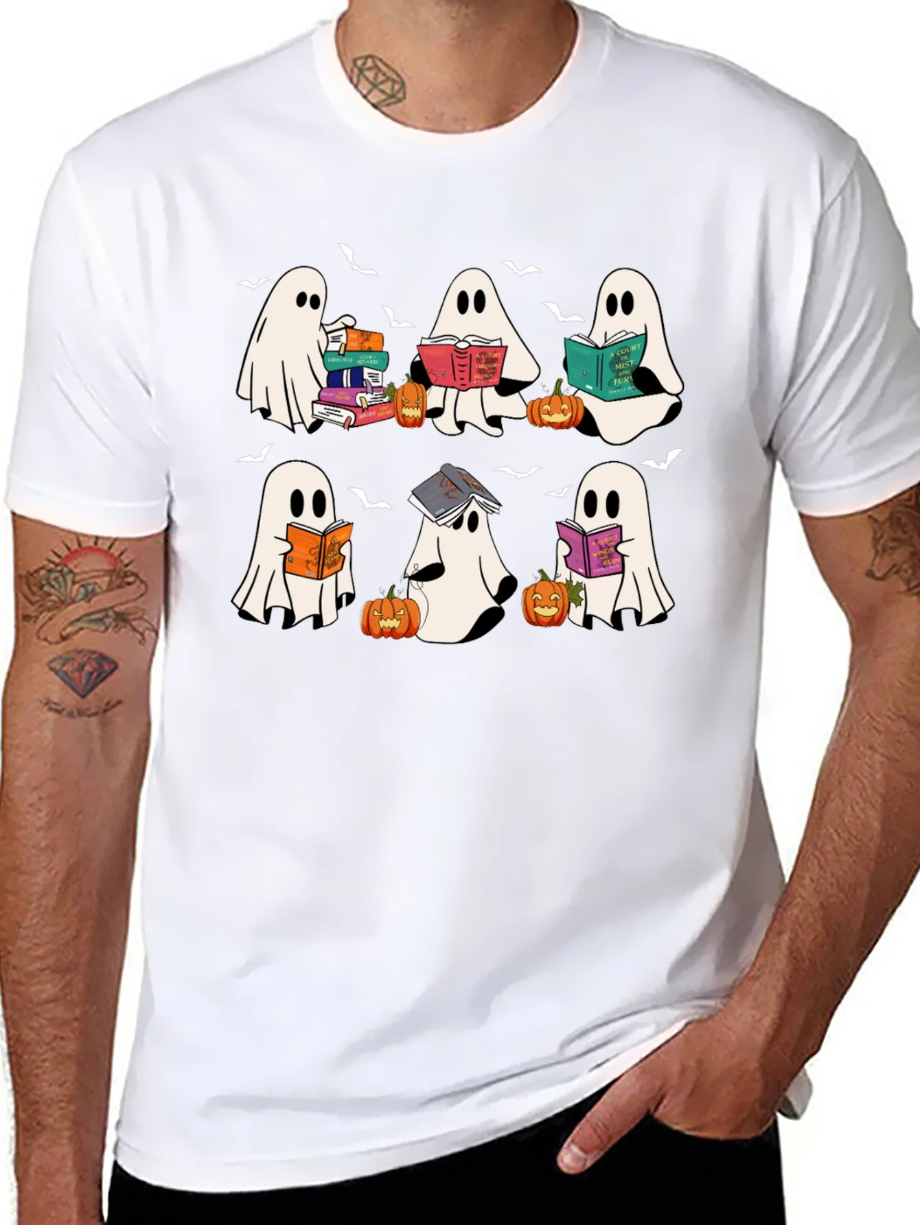 Camiseta Negra Fantasmas Lectores Halloween