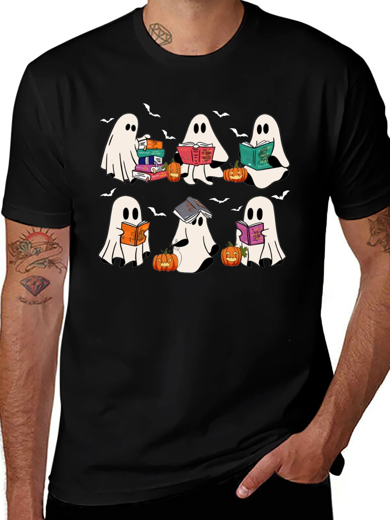 Camiseta Negra Fantasmas Lectores Halloween