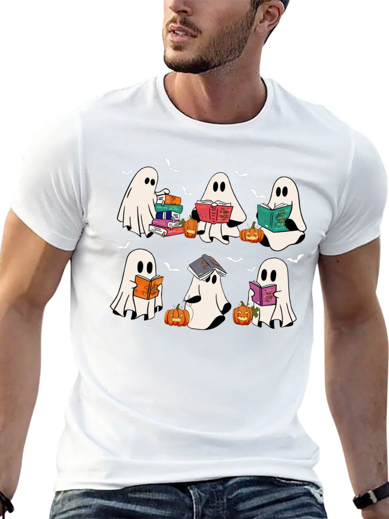 Camiseta Negra Fantasmas Lectores Halloween