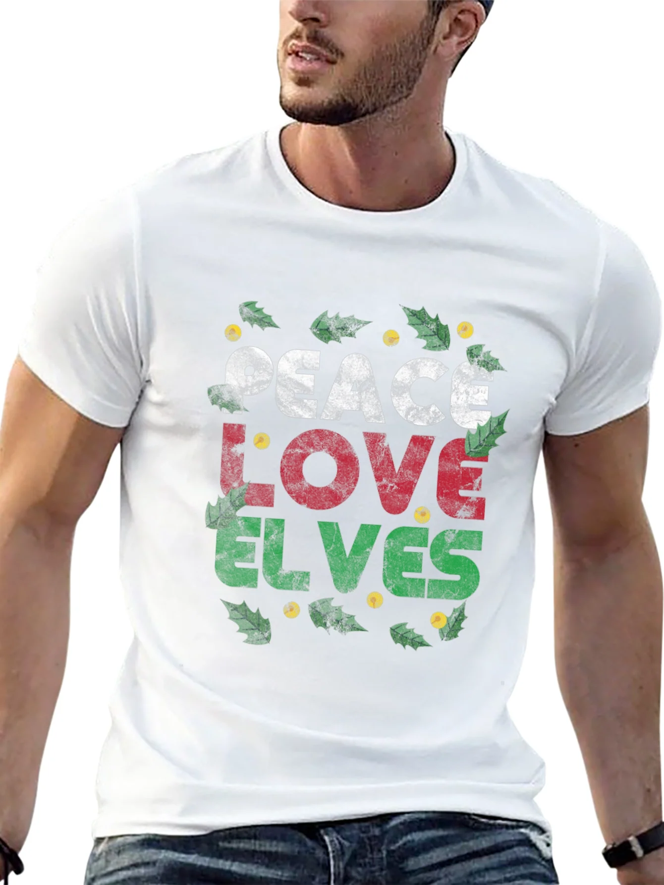 Camiseta Navide?a Peace Love Elves