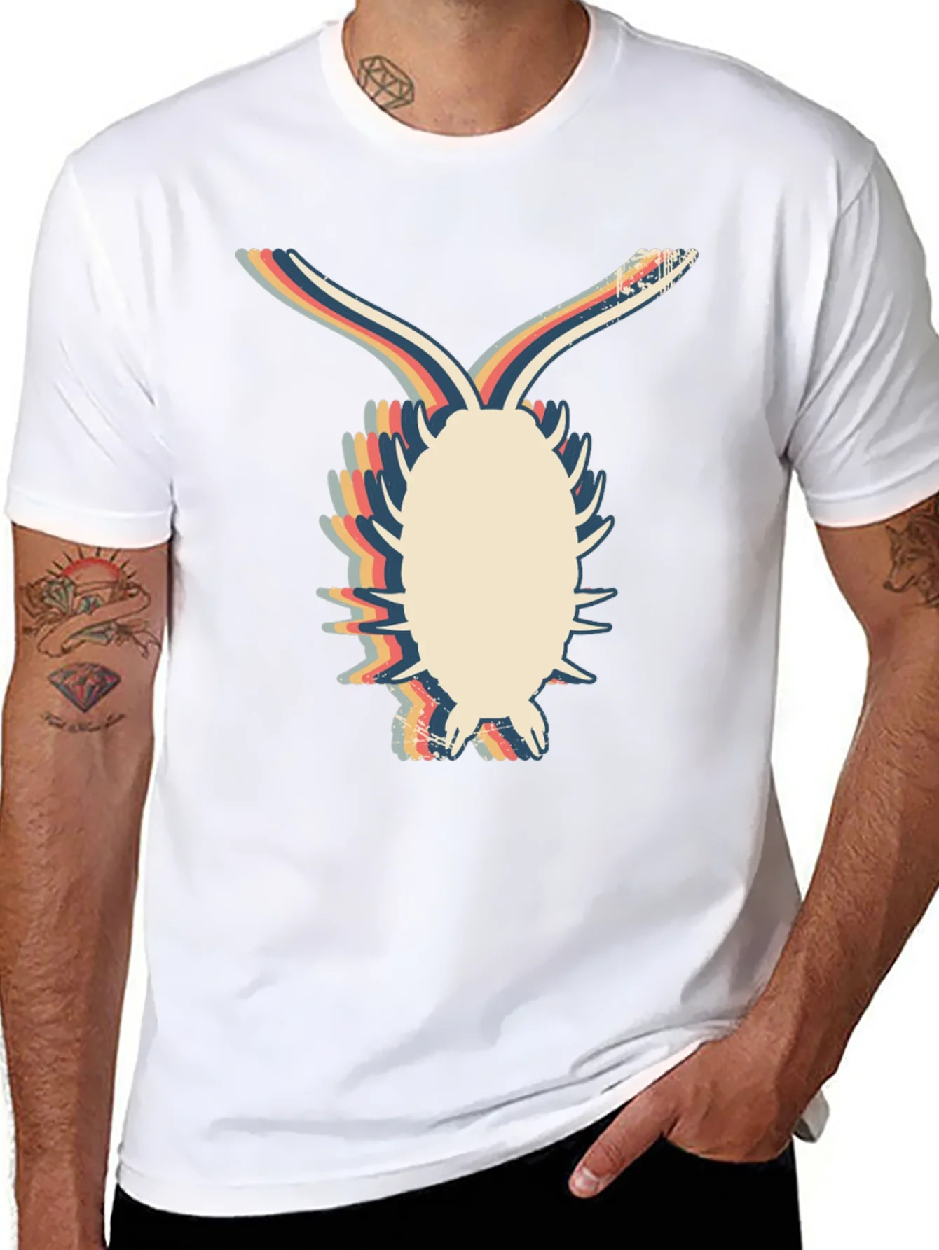 Camiseta Negra con Dise?o Retro de Bicho Bola