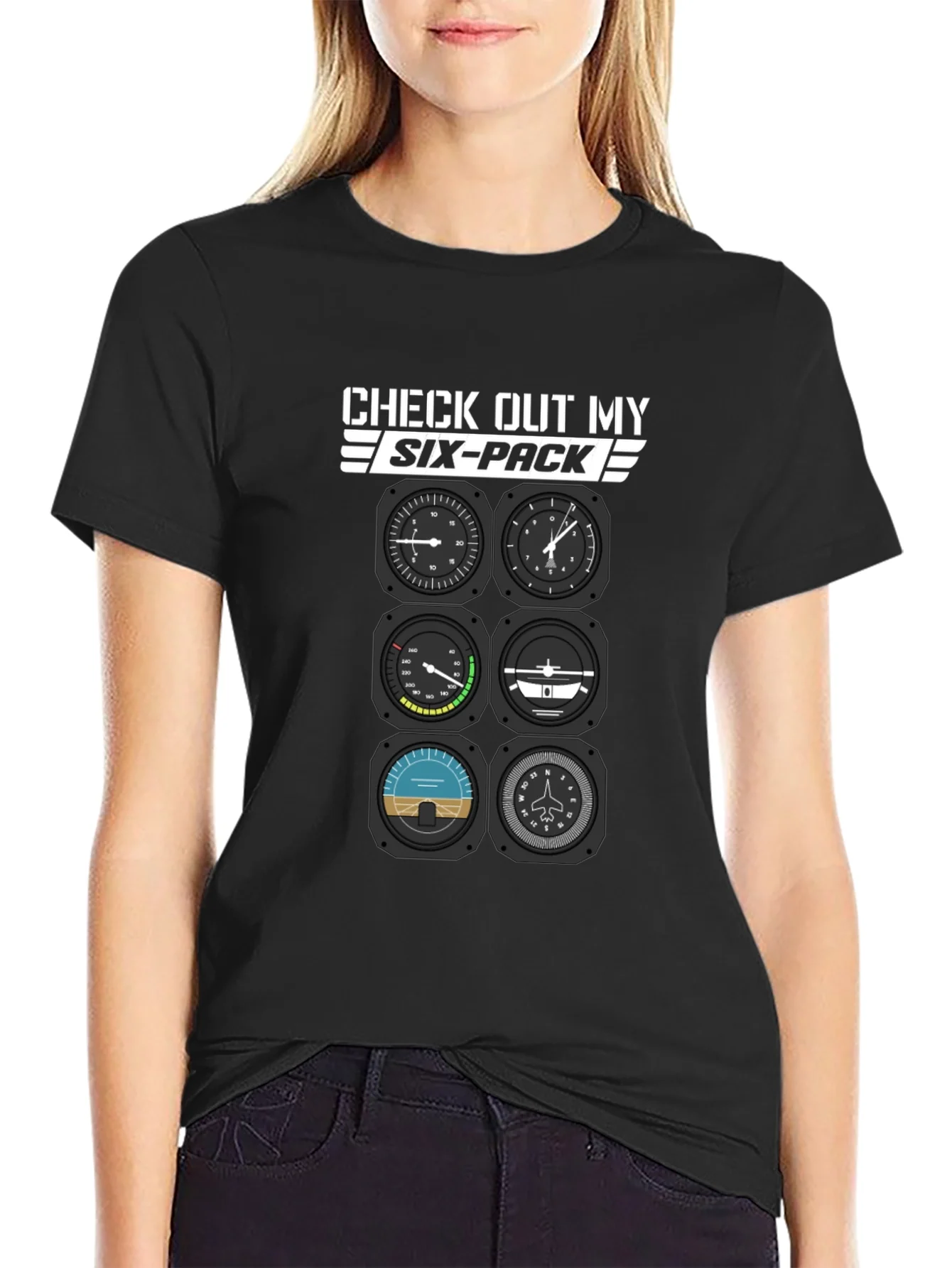 Rebbecca Pilot Six-Pack T-Shirt - Aviation Humor