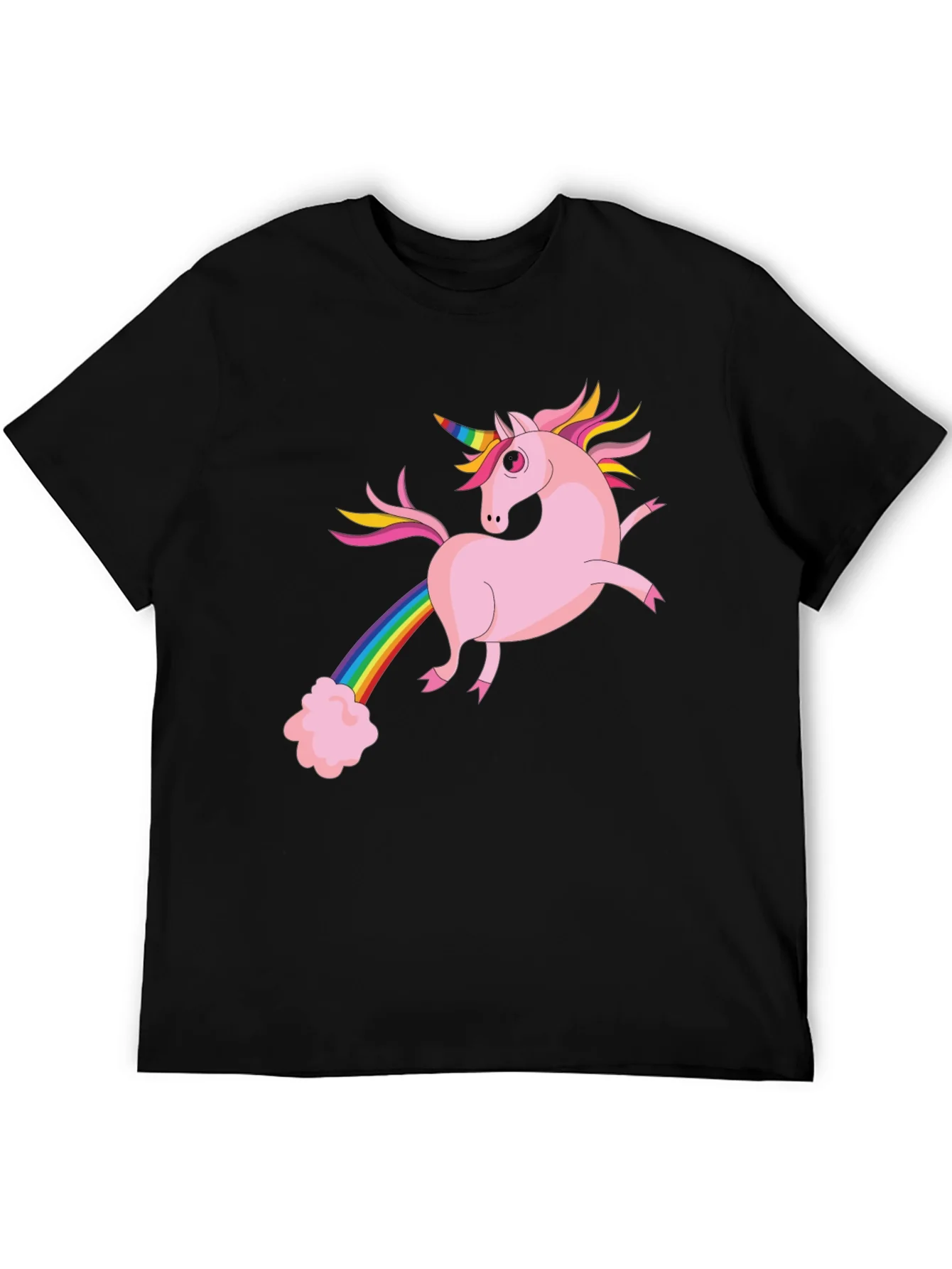 Camiseta Negra con Unicornio Arco¨ªris
