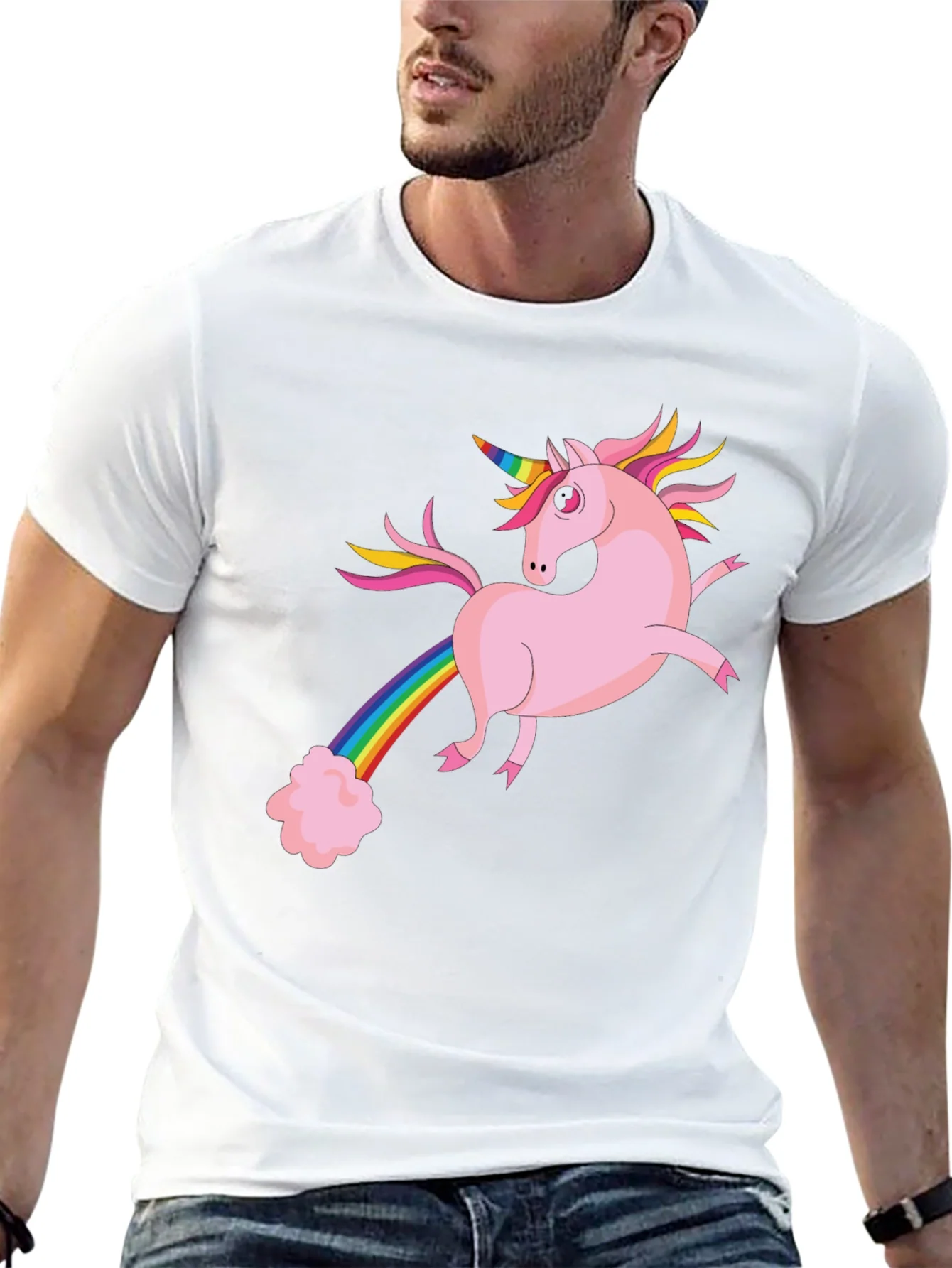 Camiseta Negra con Unicornio Arco¨ªris