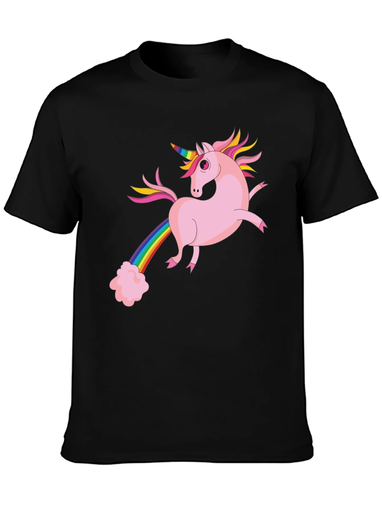 Camiseta Negra con Unicornio Arco¨ªris