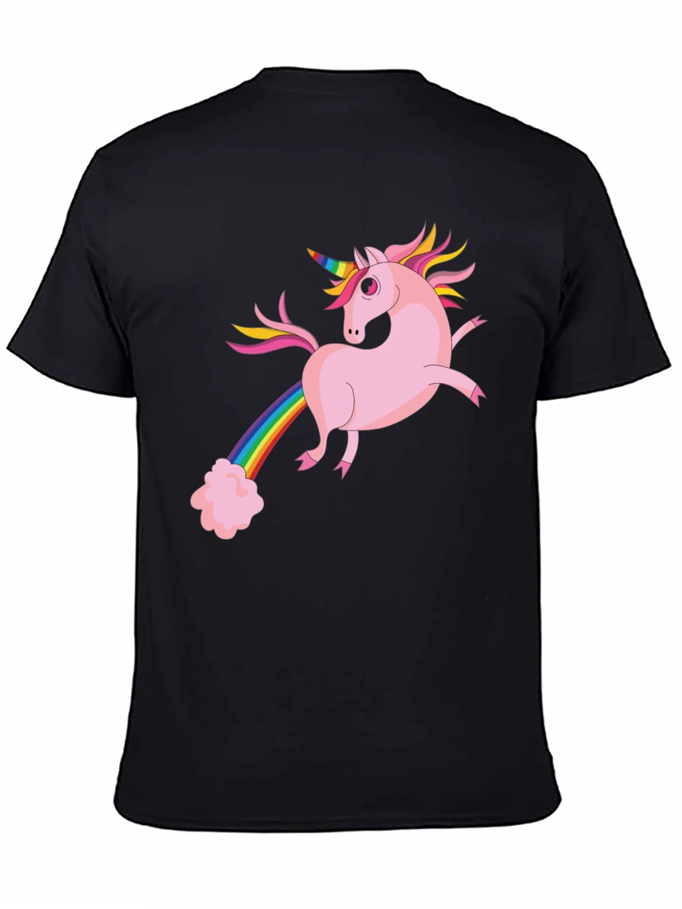 Camiseta Negra con Unicornio Arco¨ªris