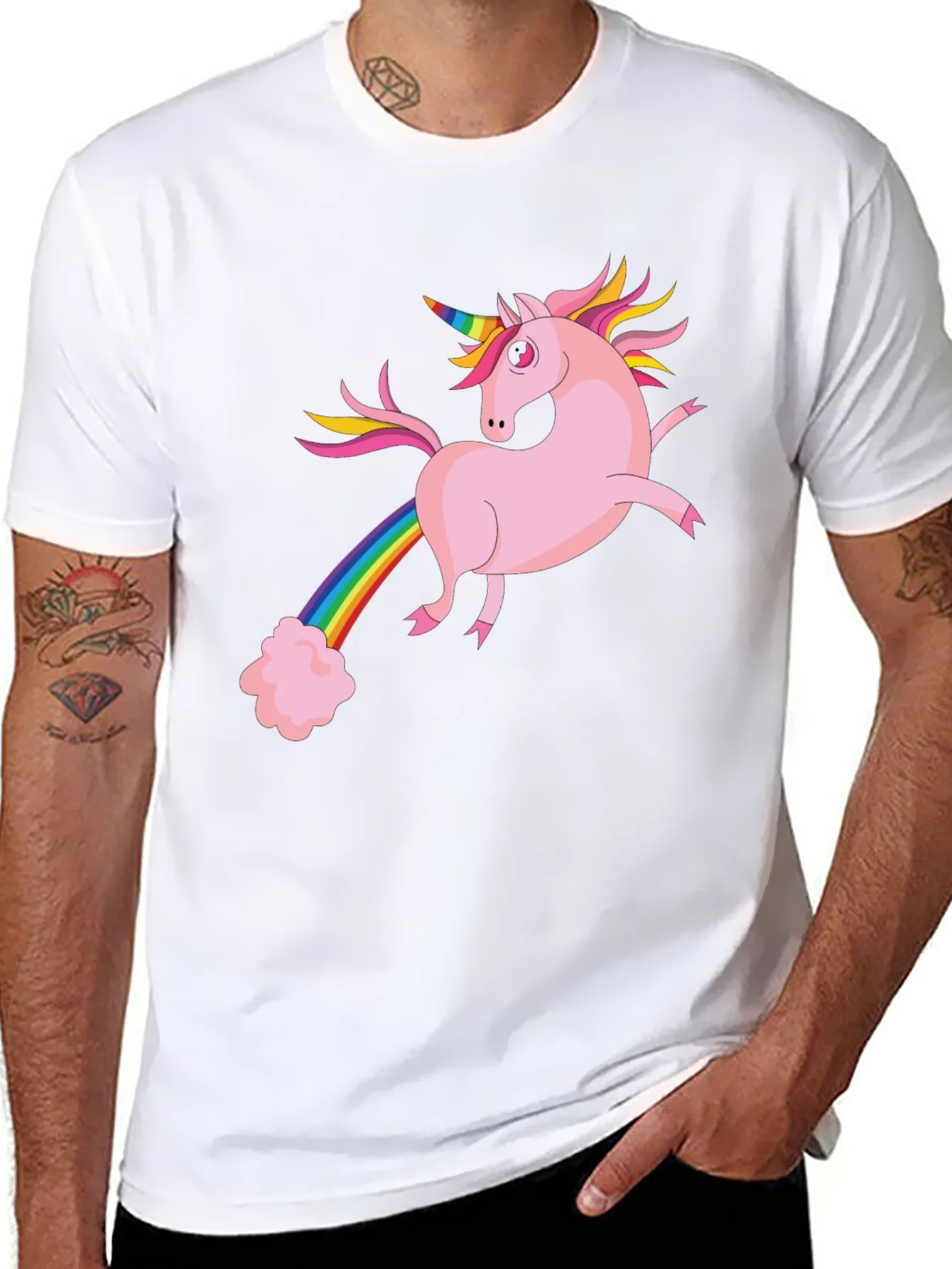 Camiseta Negra con Unicornio Arco¨ªris