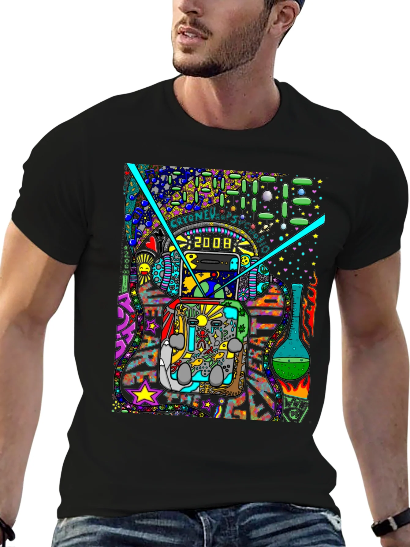 Rebbecca Unique Graphic T-Shirt - Psychedelic 2008 Design