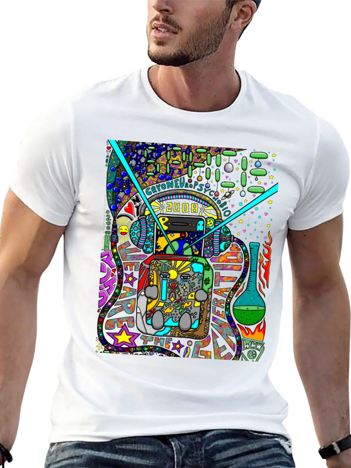 Rebbecca Unique Graphic T-Shirt - Psychedelic 2008 Design