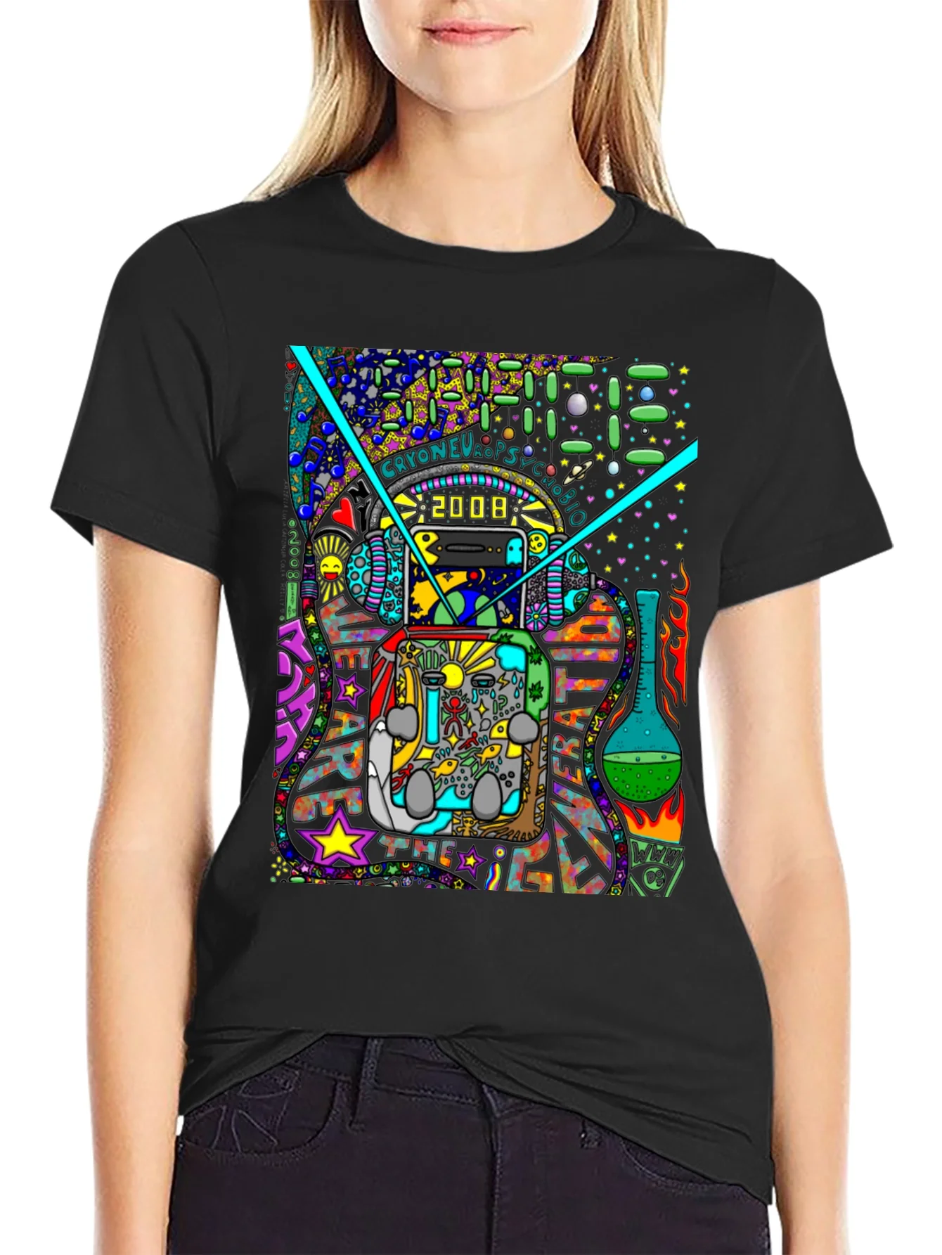 Rebbecca Unique Graphic T-Shirt - Psychedelic 2008 Design