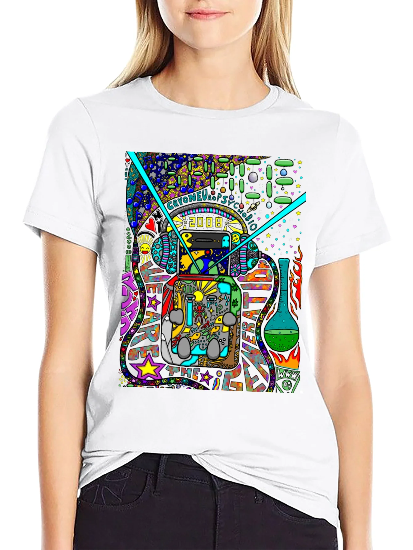 Rebbecca Unique Graphic T-Shirt - Psychedelic 2008 Design