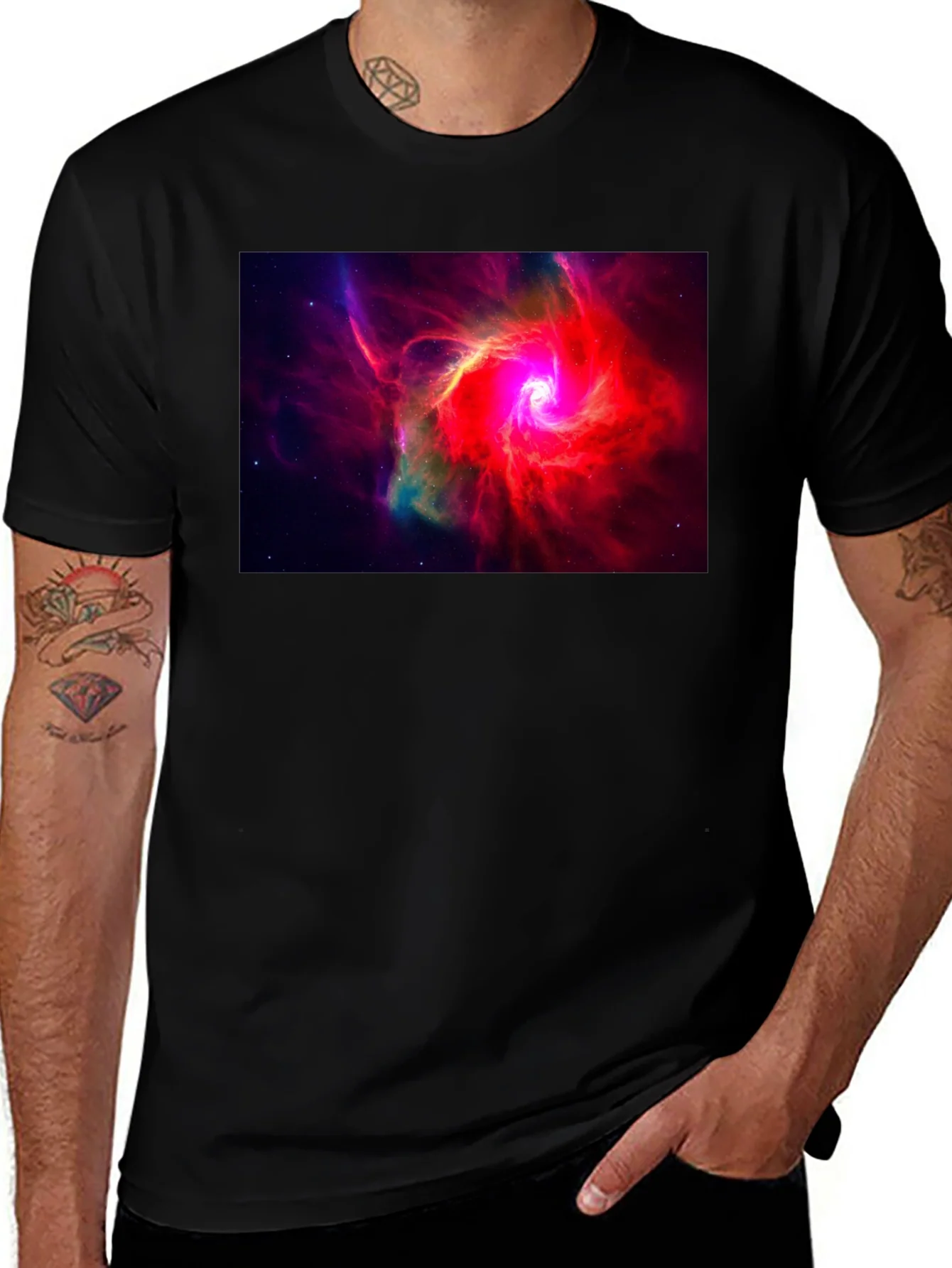 Rebbecca Nebula Graphic Black T-Shirt - Space Art Tee