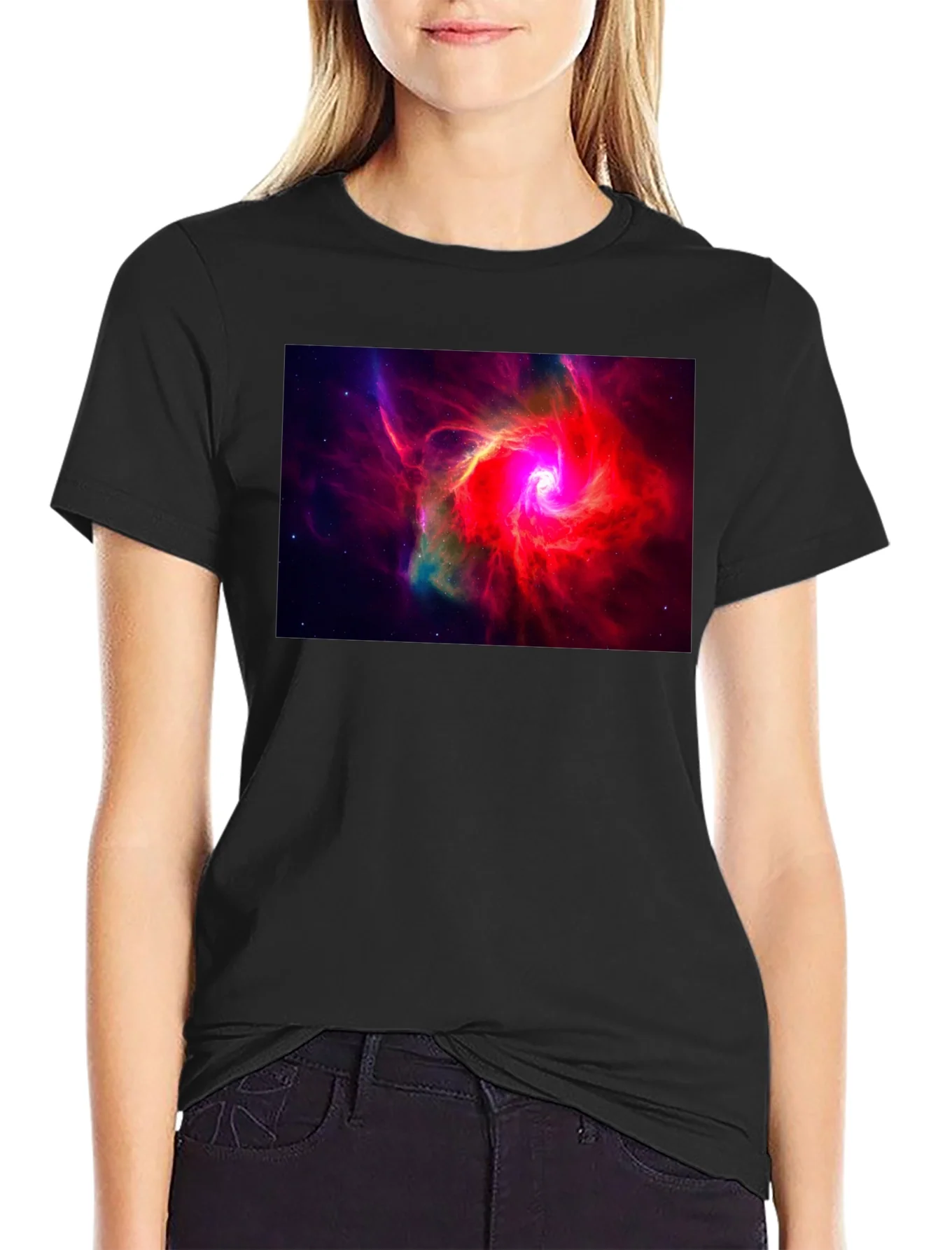 Rebbecca Nebula Graphic Black T-Shirt - Space Art Tee
