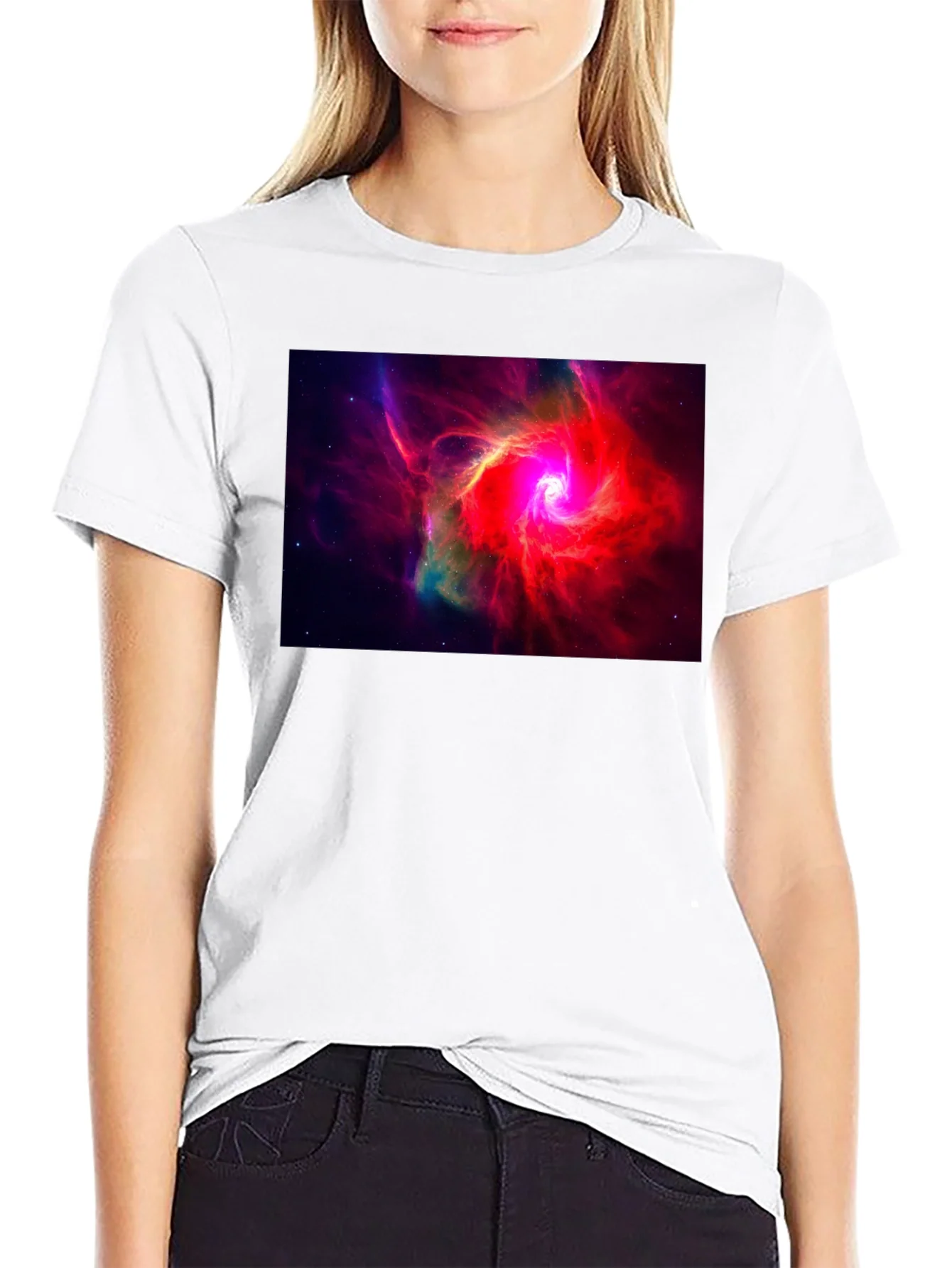Rebbecca Nebula Graphic Black T-Shirt - Space Art Tee