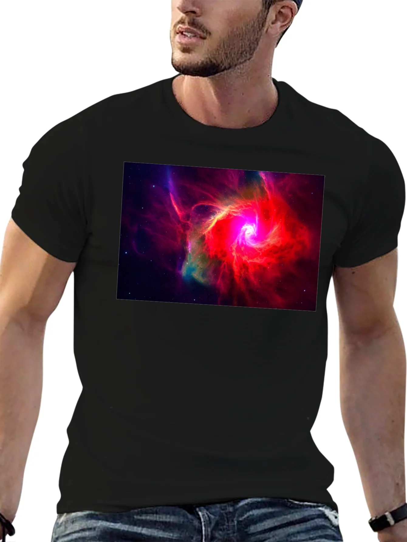 Rebbecca Nebula Graphic Black T-Shirt - Space Art Tee