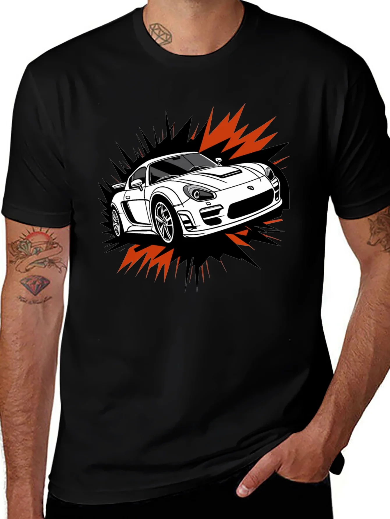 Camiseta Negra Dise?o Coche Deportivo