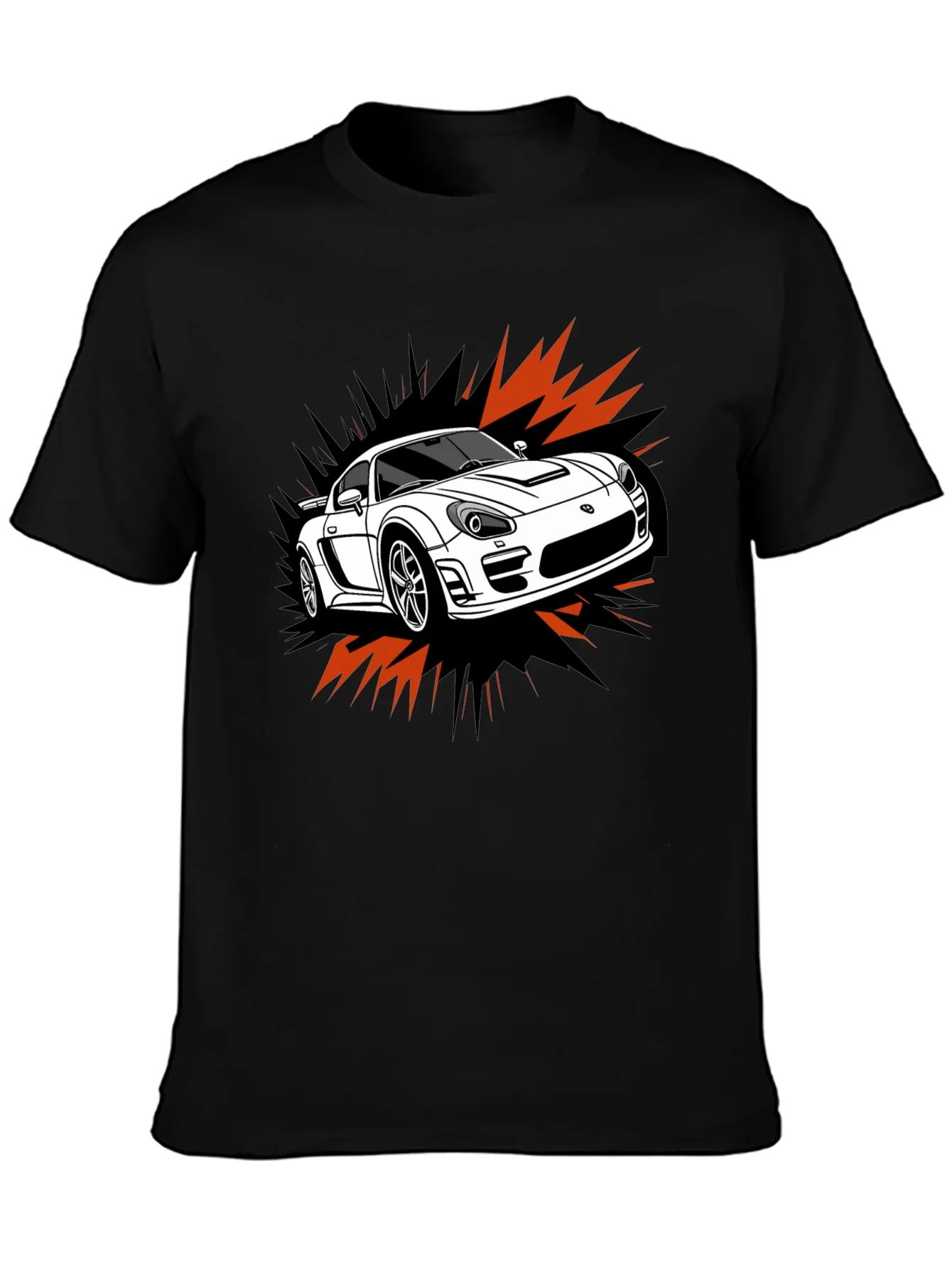 Camiseta Negra Dise?o Coche Deportivo