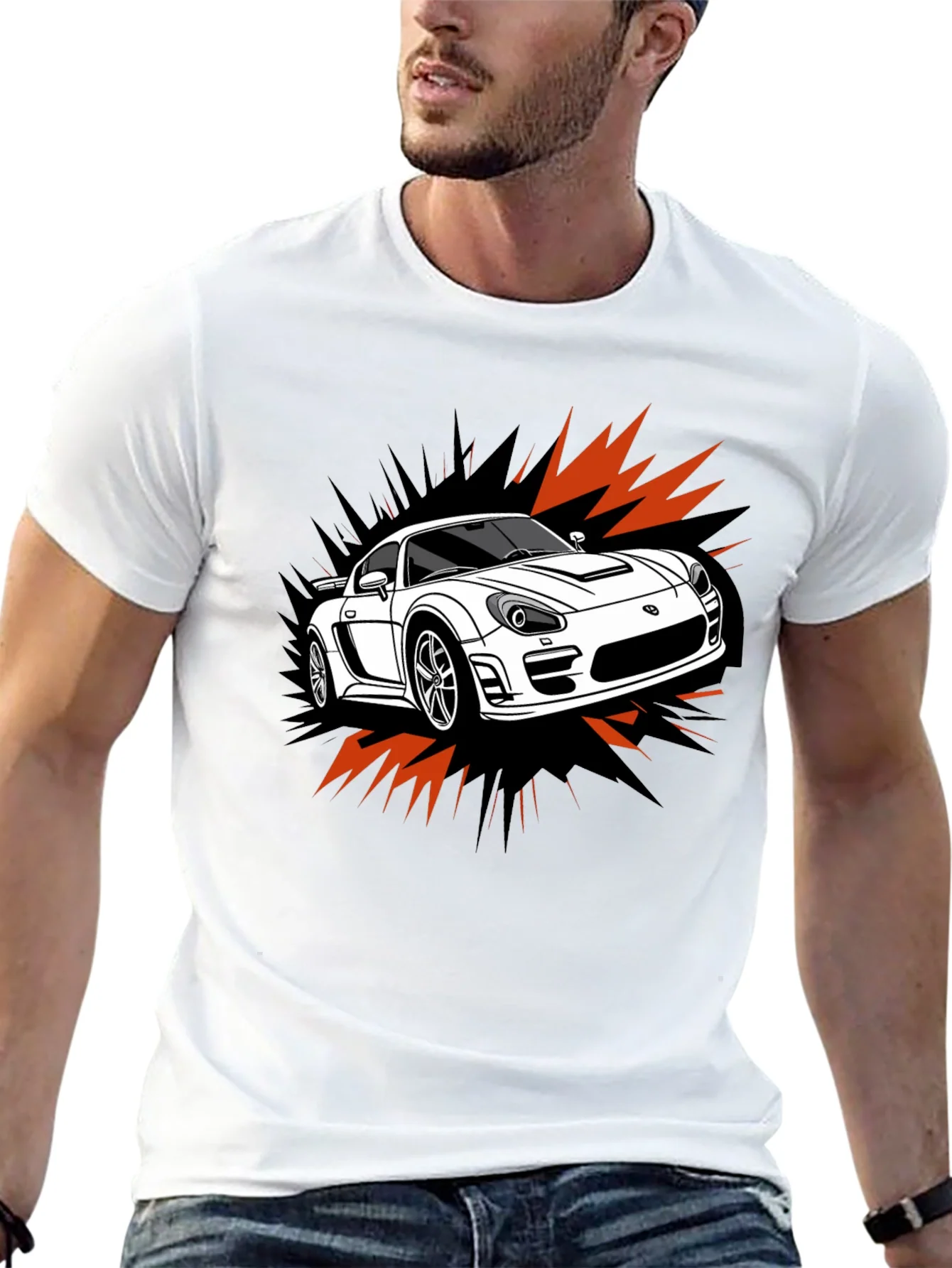 Camiseta Negra Dise?o Coche Deportivo