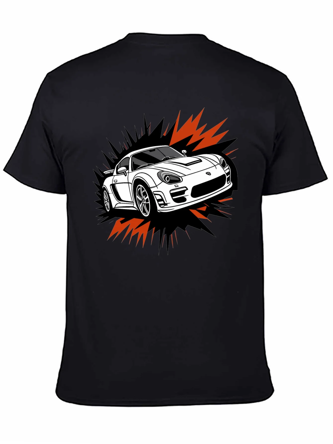 Camiseta Negra Dise?o Coche Deportivo