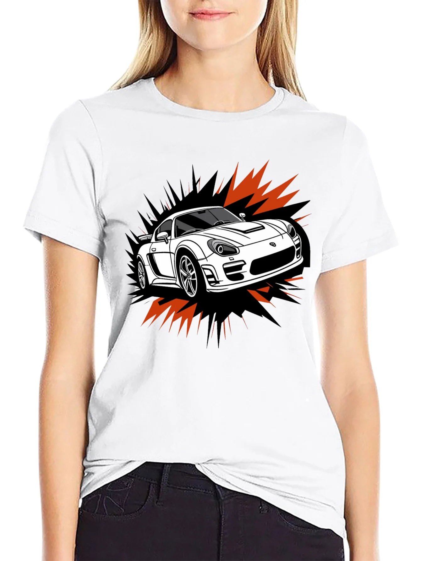 Camiseta Negra Dise?o Coche Deportivo