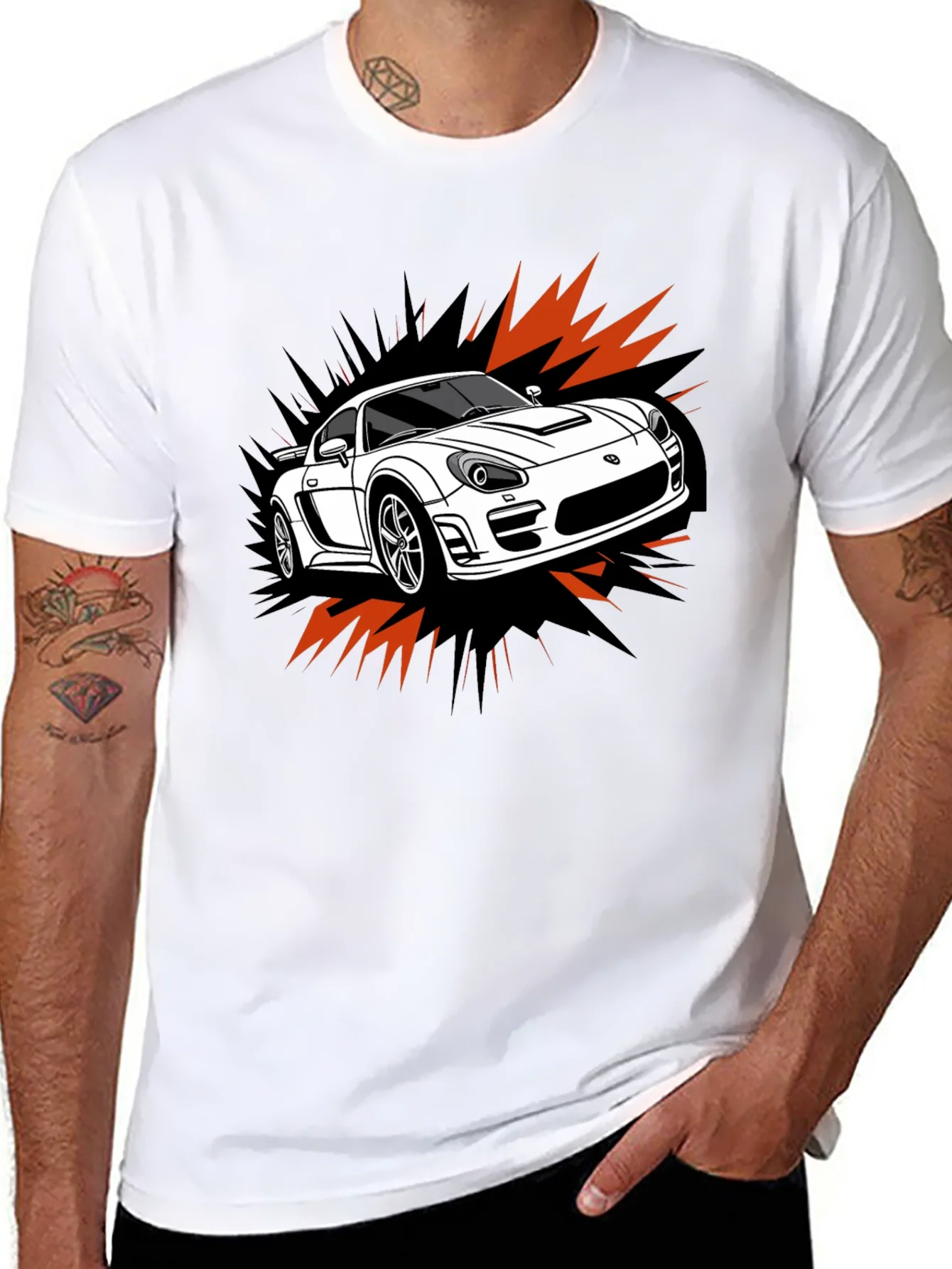 Camiseta Negra Dise?o Coche Deportivo