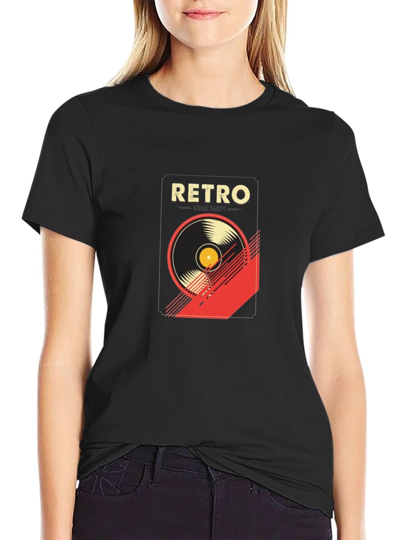 Rebbecca Retro Music Graphic T-Shirt - Stylish Black Tee