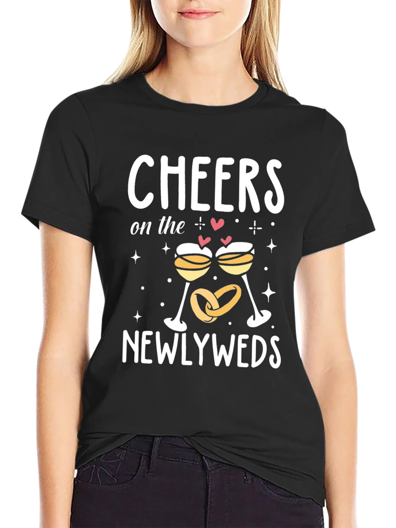 Camiseta Negra Cheers Newlyweds Boda