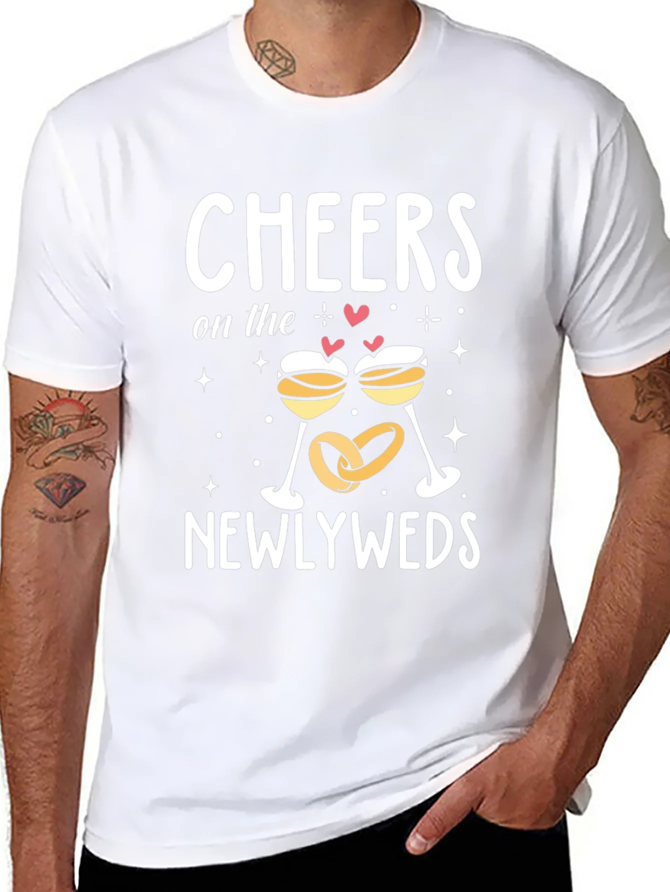 Camiseta Negra Cheers Newlyweds Boda