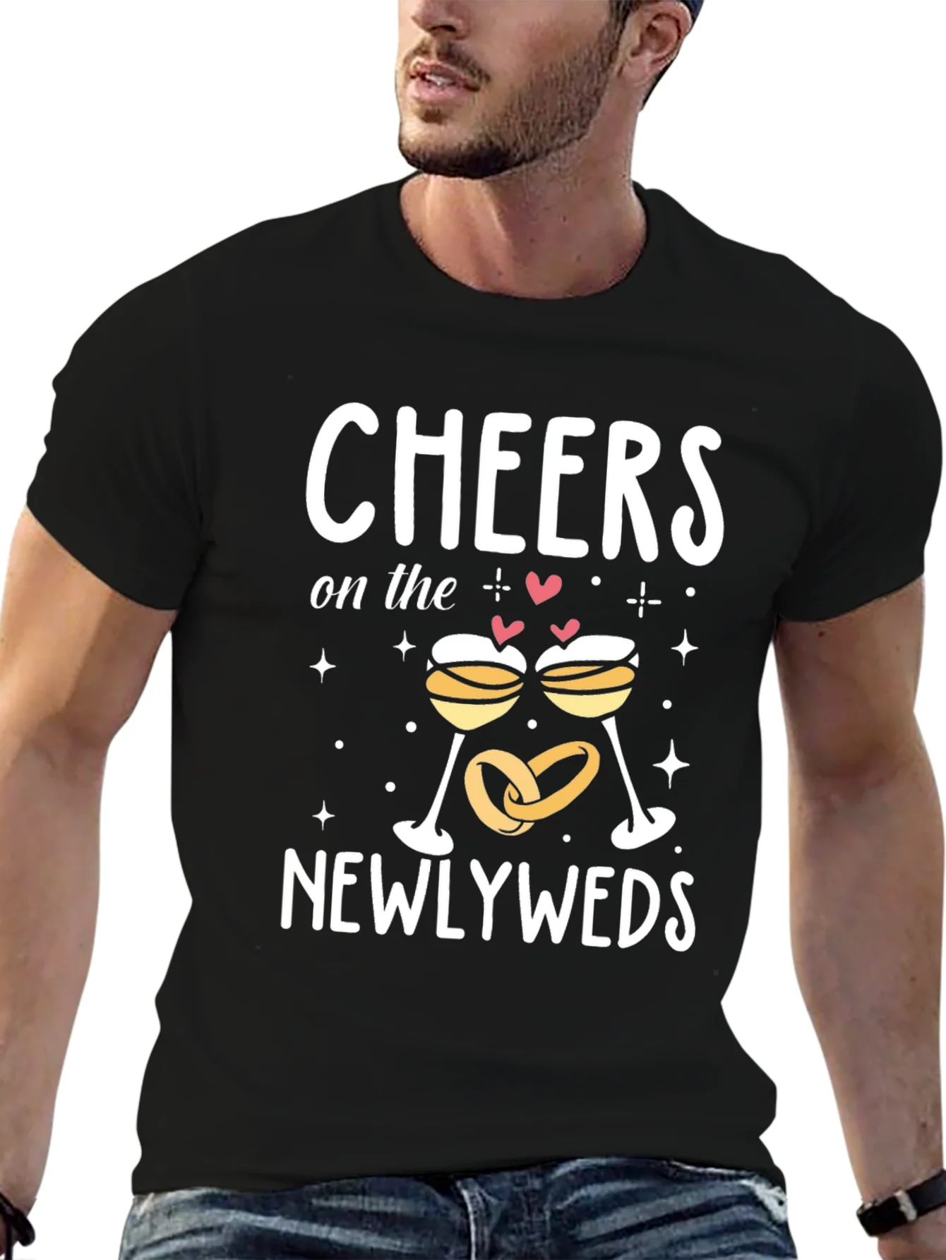 Camiseta Negra Cheers Newlyweds Boda