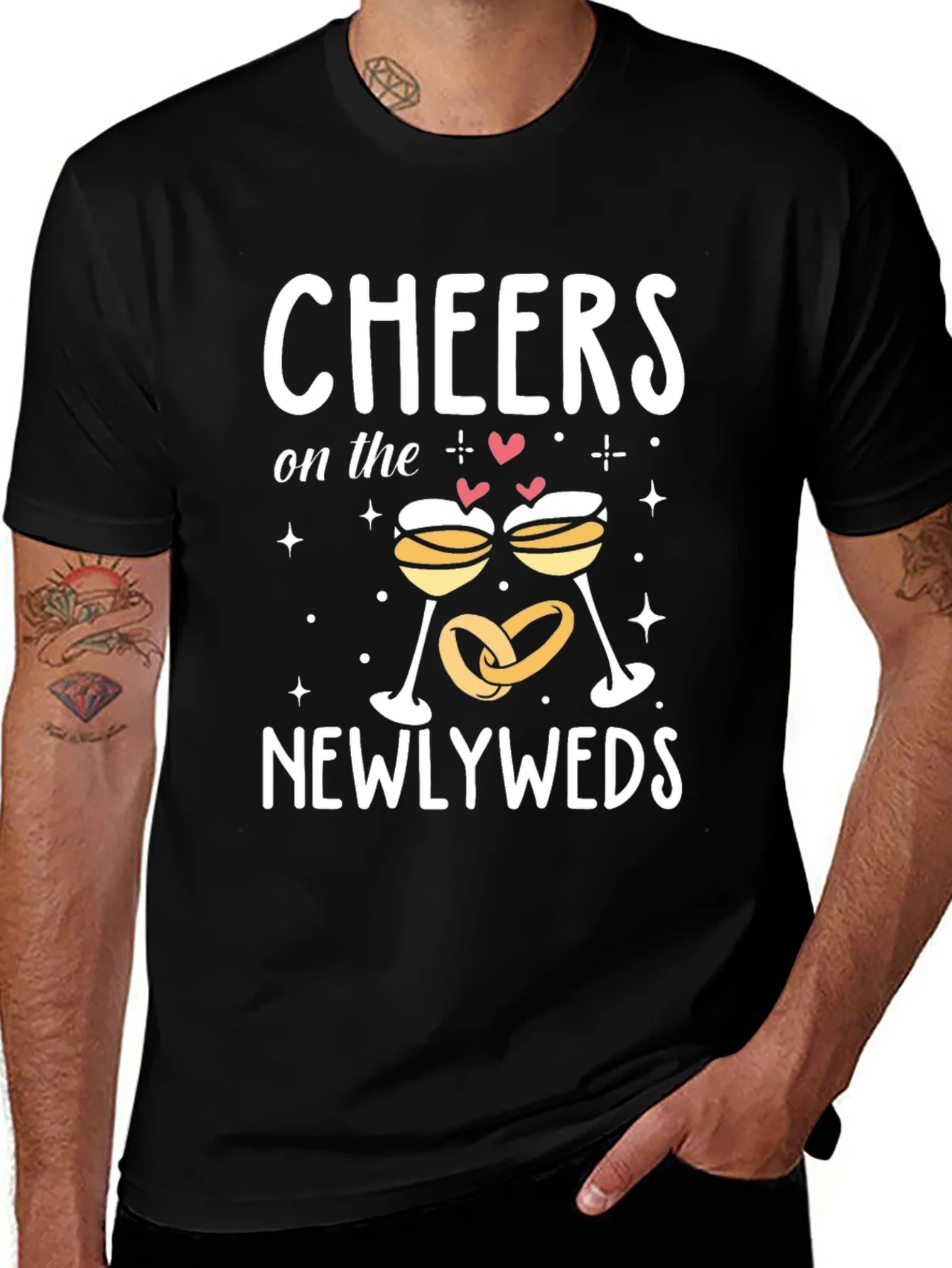 Camiseta Negra Cheers Newlyweds Boda