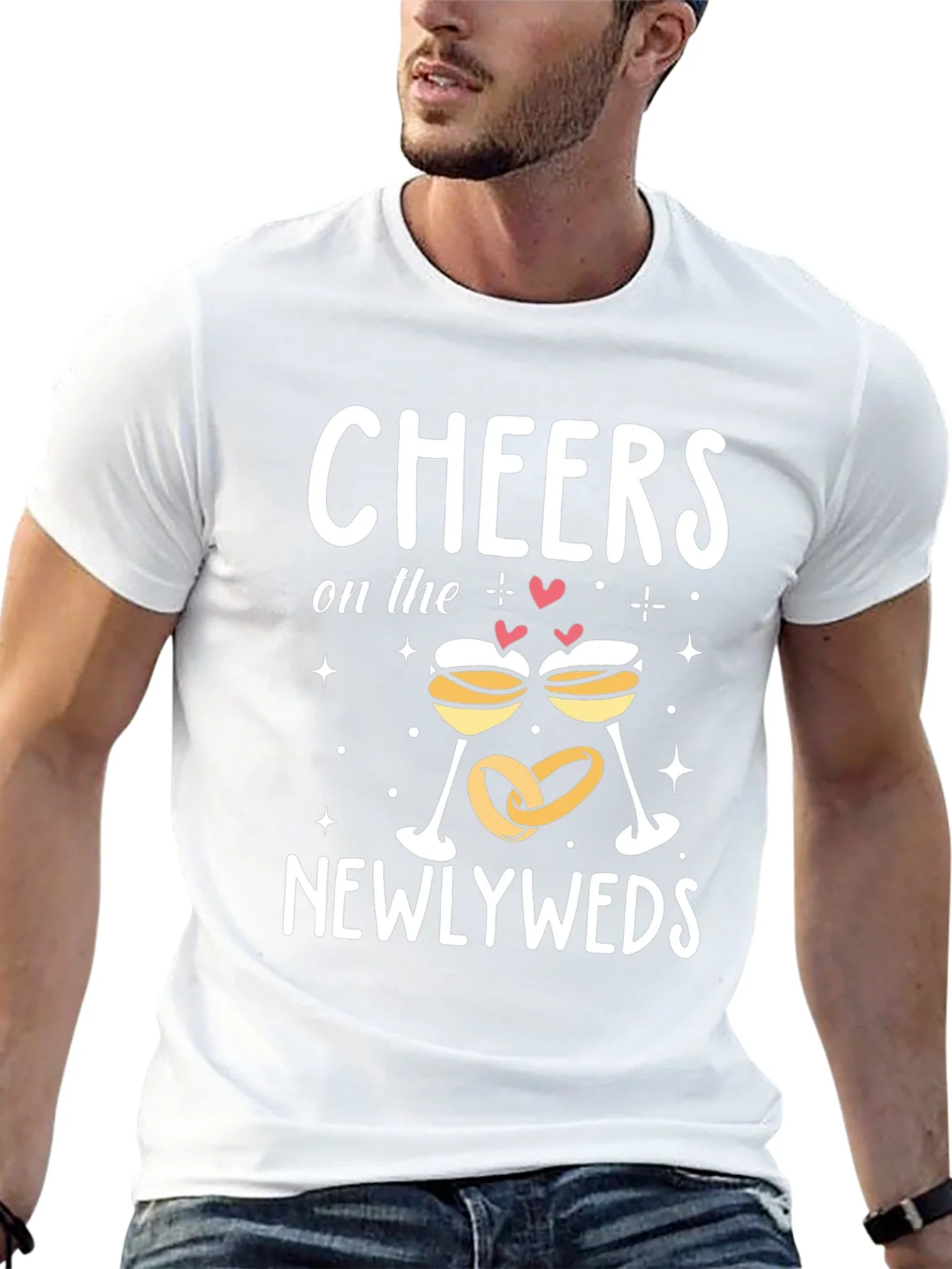 Camiseta Negra Cheers Newlyweds Boda
