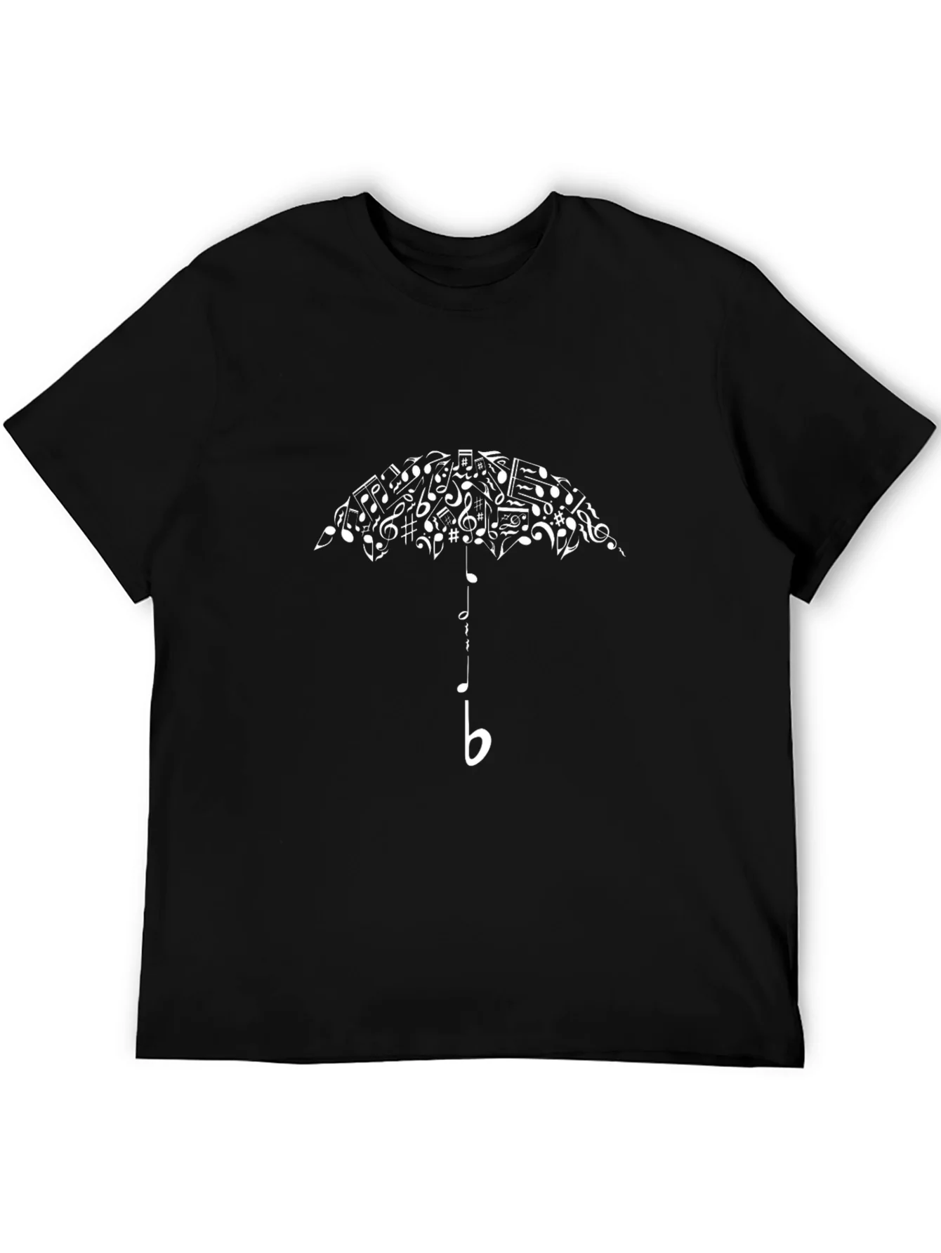 Camiseta Negra con Dise?o Musical ¨²nico
