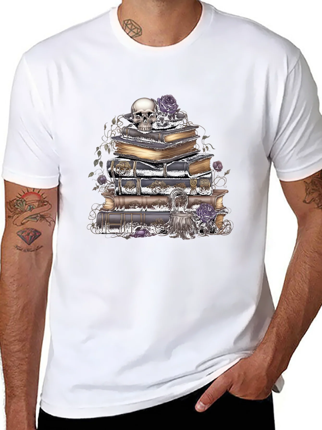 Camiseta G¨®tica: Cr¨¢neo Rosas y Libros
