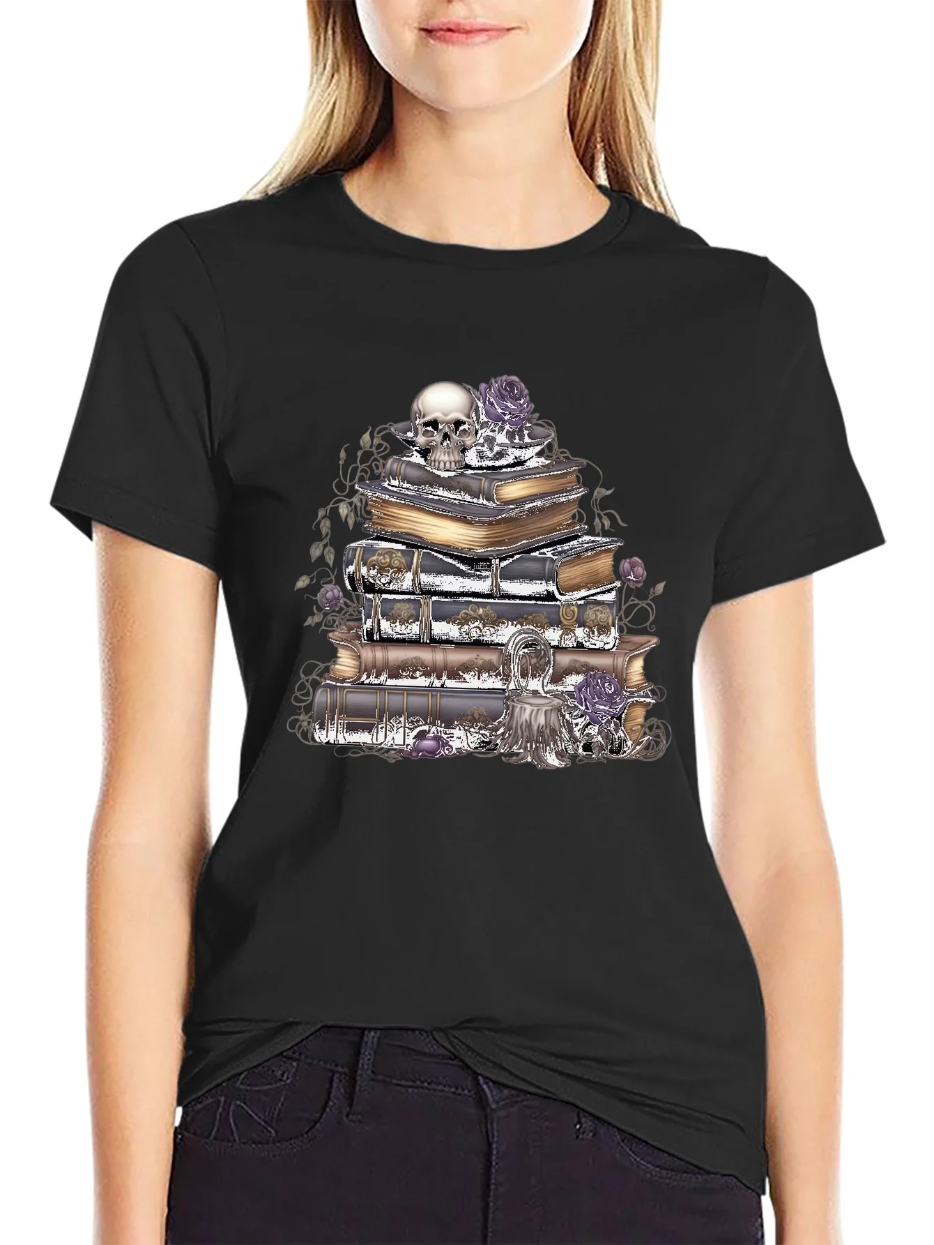 Camiseta G¨®tica: Cr¨¢neo Rosas y Libros