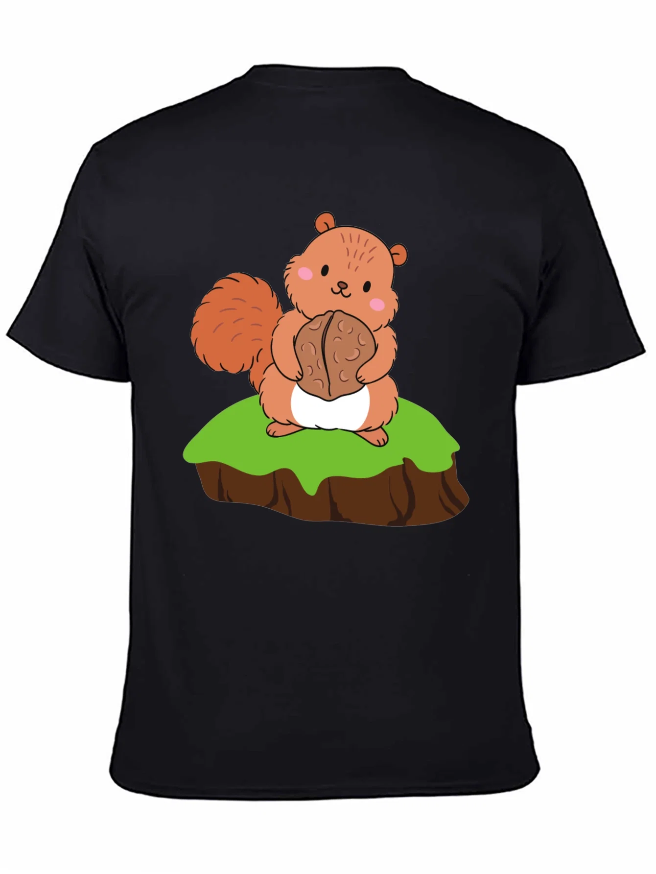 Rebbecca Cute Squirrel Holding Nut Graphic Tee - Black