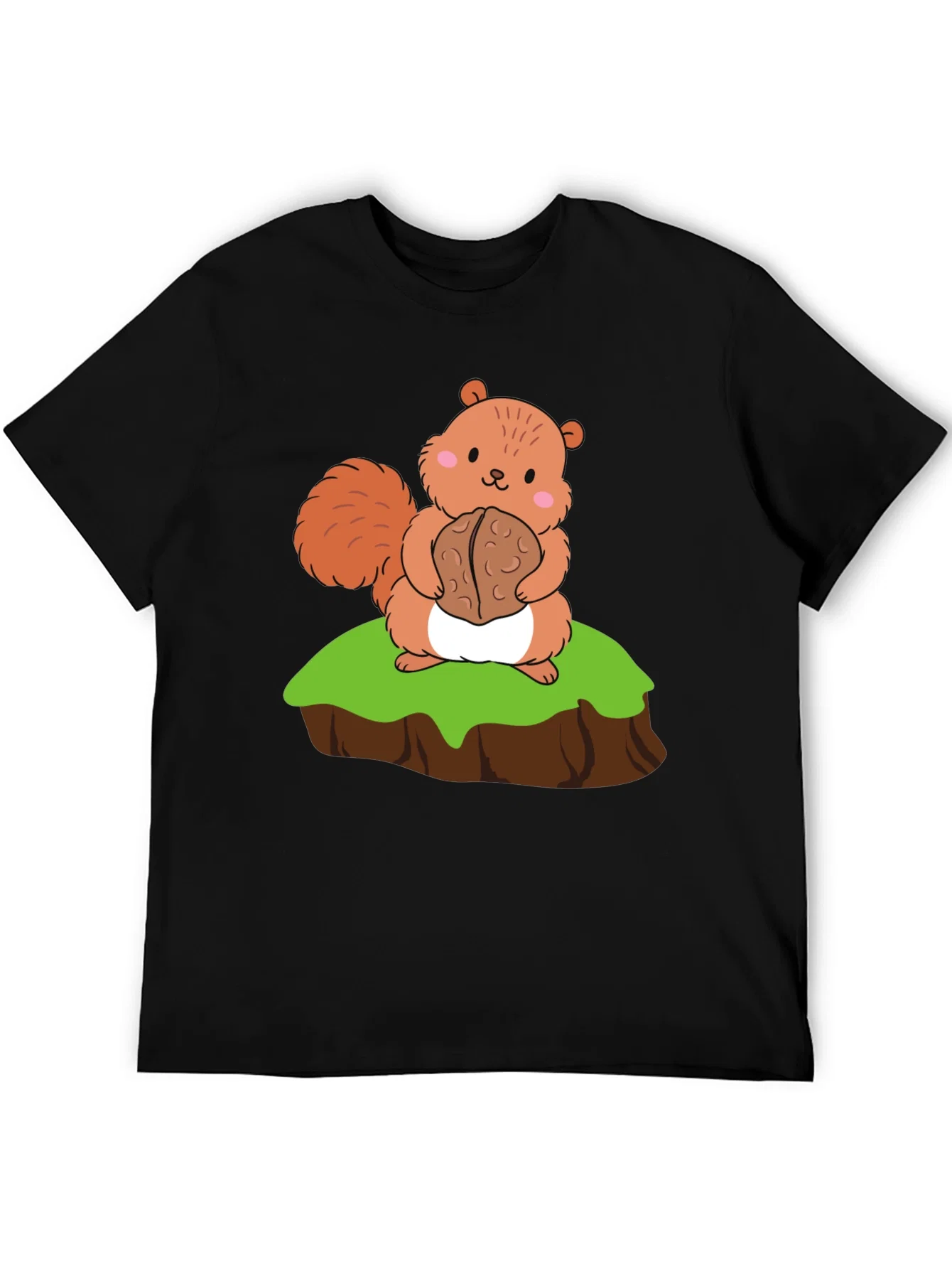 Rebbecca Cute Squirrel Holding Nut Graphic Tee - Black