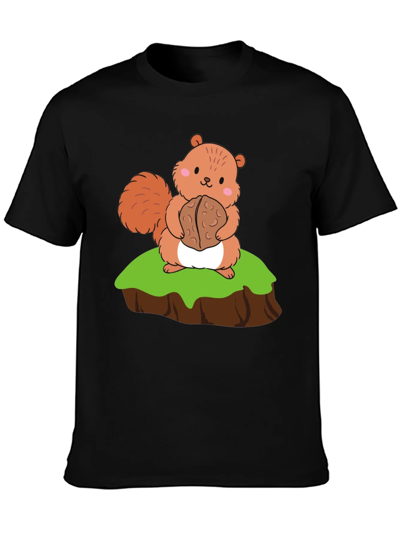 Rebbecca Cute Squirrel Holding Nut Graphic Tee - Black