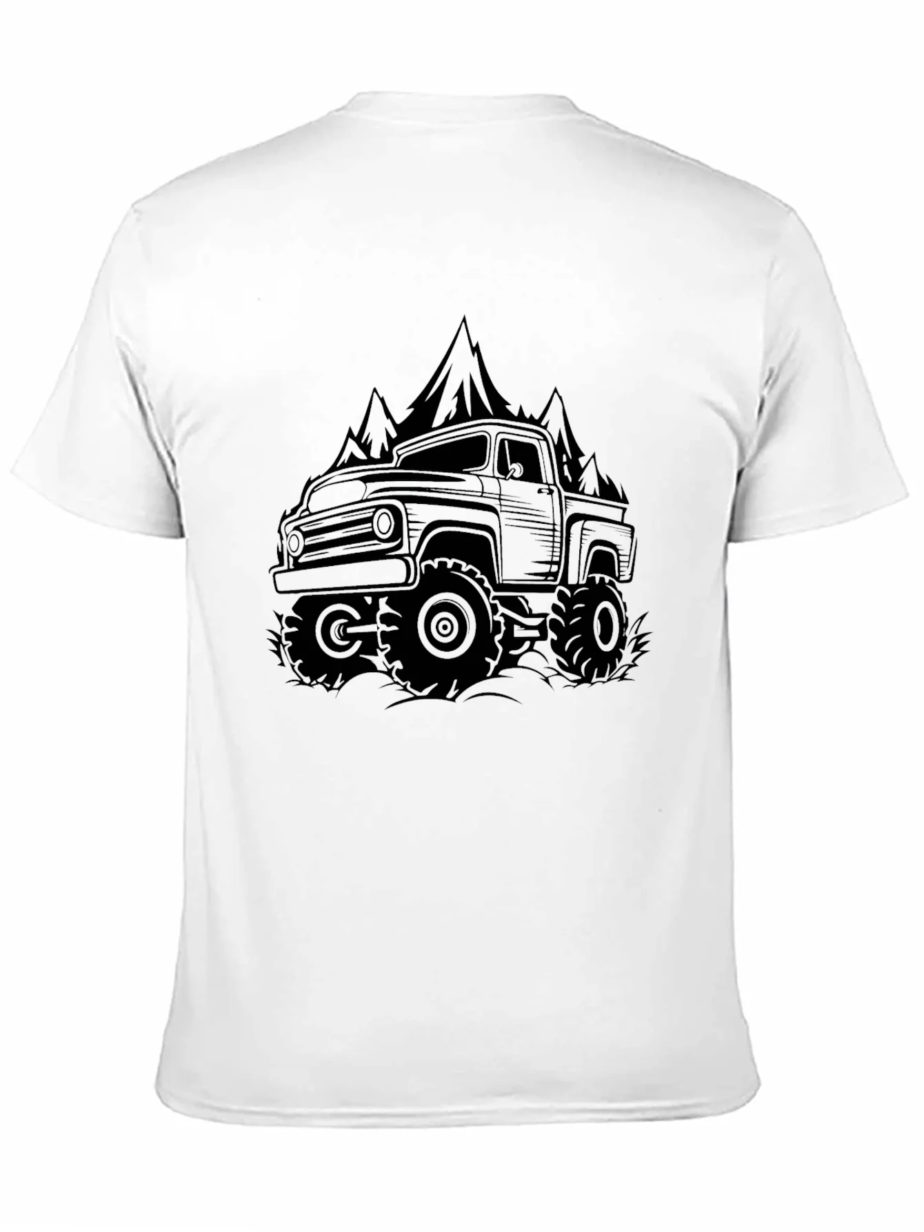Camiseta Negra Cl¨¢sica Camioneta Monta?a Aventura