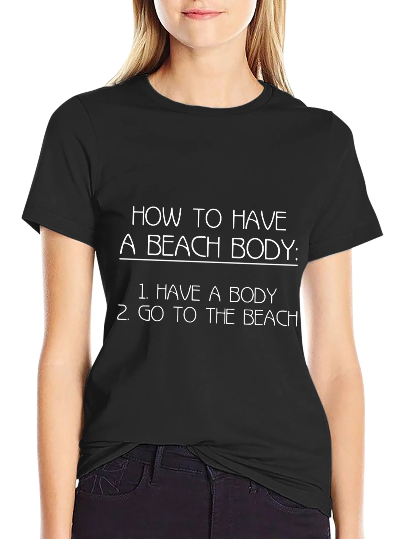 Camiseta Negra Cuerpo de Playa Divertida