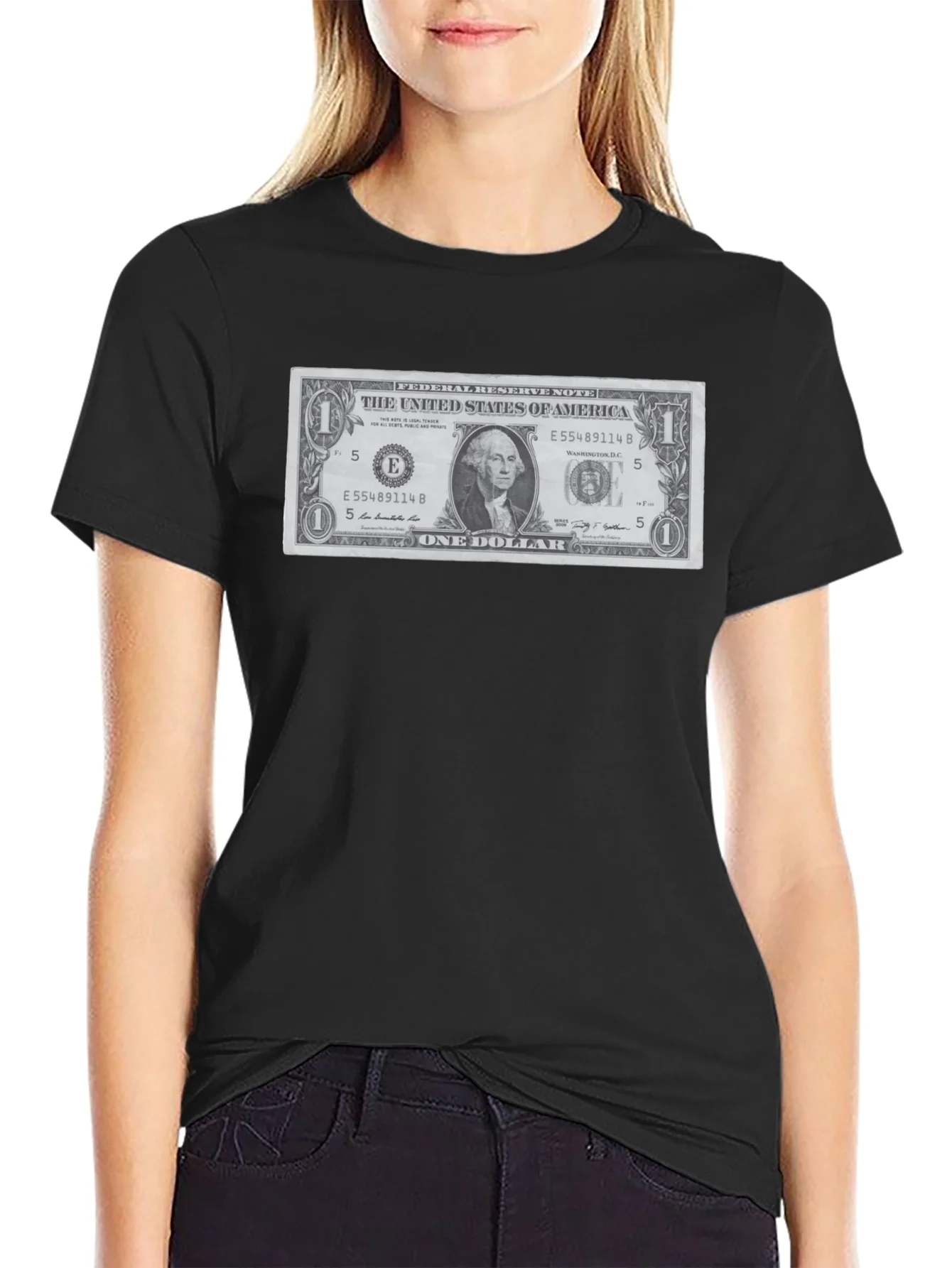 Rebbecca One Dollar Bill Graphic T-Shirt - Novelty Tee