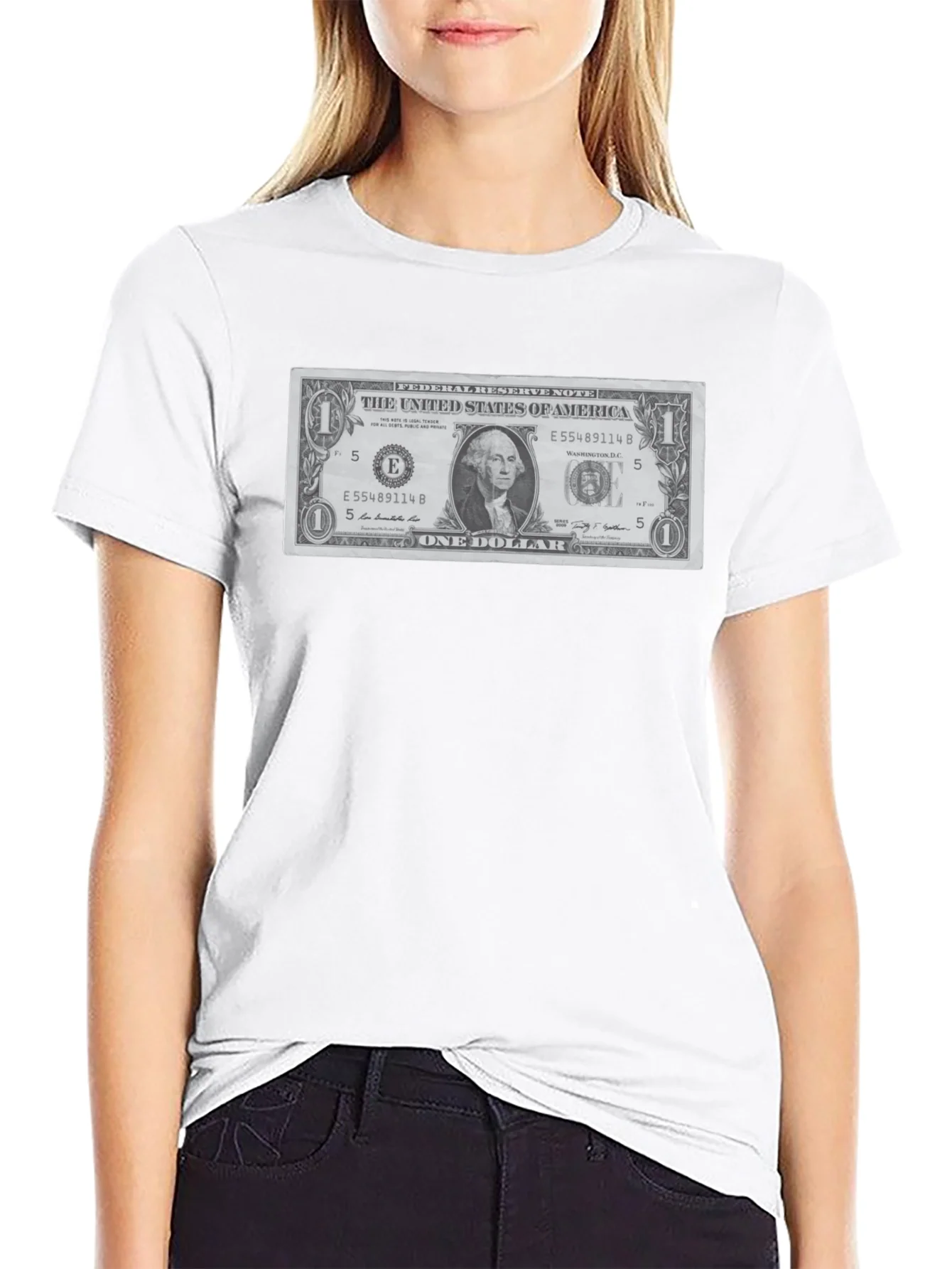 Rebbecca One Dollar Bill Graphic T-Shirt - Novelty Tee