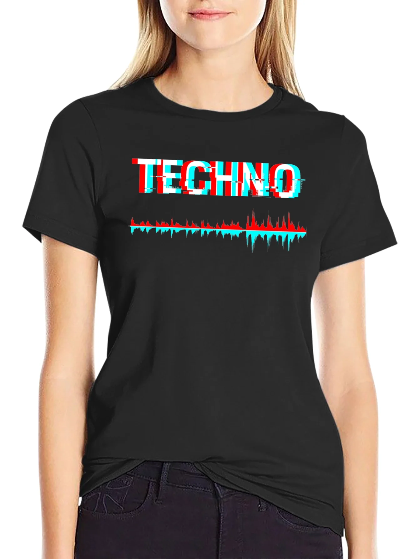 Camiseta Negra Techno Glitch
