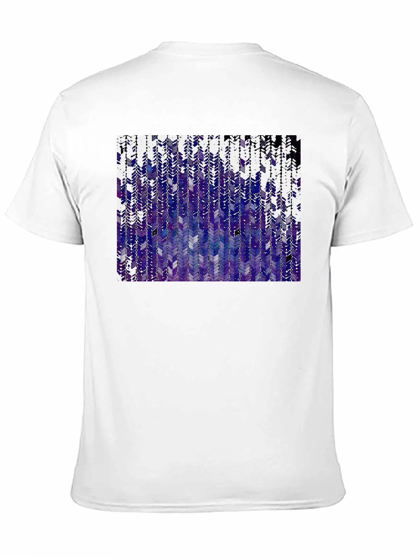 Camiseta Negra con Dise?o Abstracto Morado y Blanco